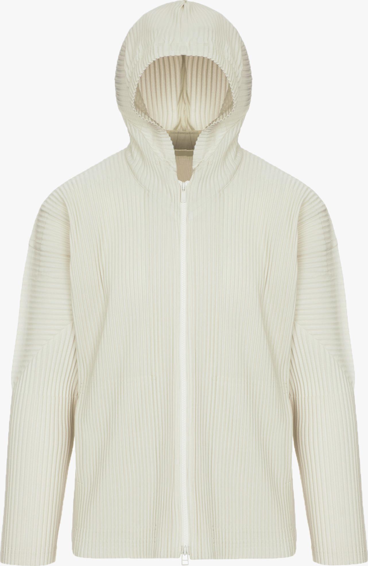 Homme plissé issey miyake Zip Front Hooded Jacket in White for Men | Lyst