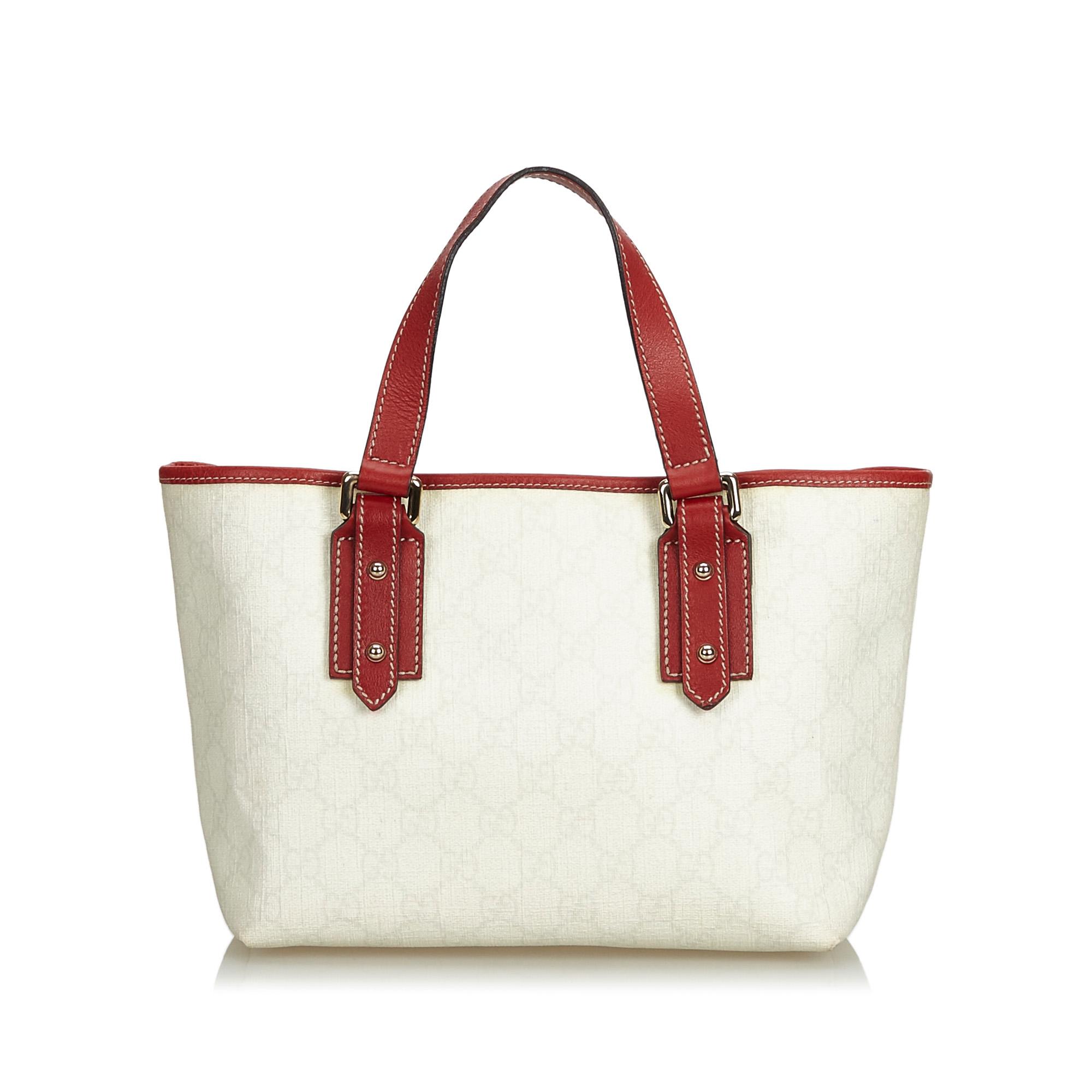 Gucci White Canvas Brown Leather Supreme Heart Tattoo Tote Bag in White - Lyst
