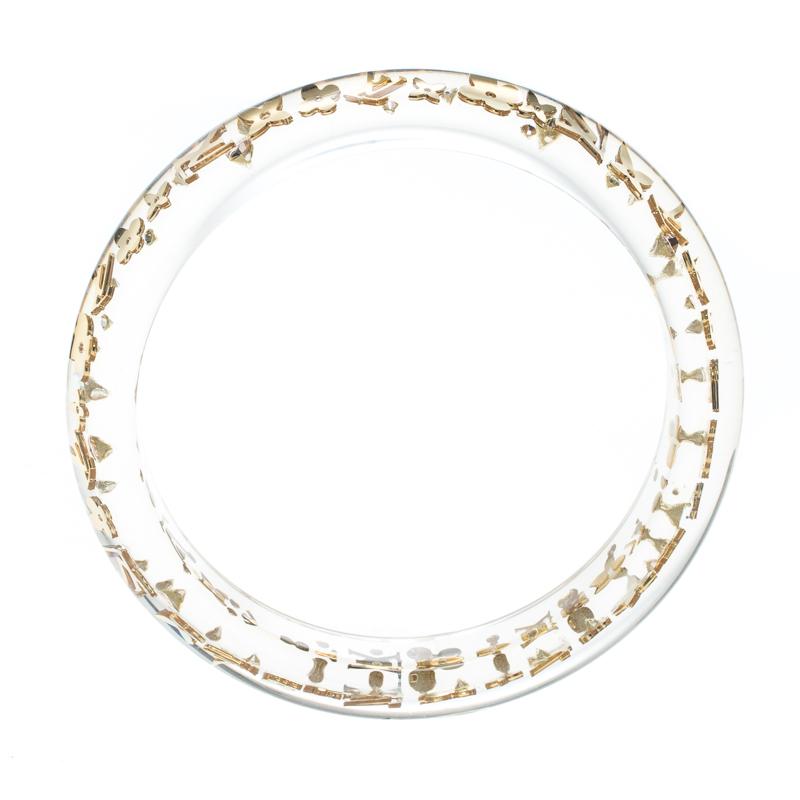 Lyst - Louis Vuitton Clear Resin Tone Monogram Inclusion Bangle Bracelet 18cm in Metallic