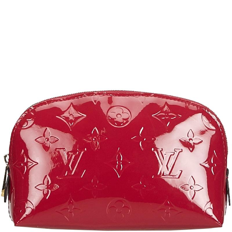 Louis Vuitton Vernis Leather Cosmetic Pouch in Red - Lyst