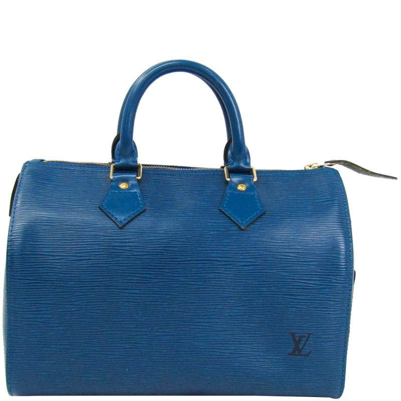 Lyst - Louis Vuitton Toledo Blue Epi Leather Speedy 25 Bag in Blue
