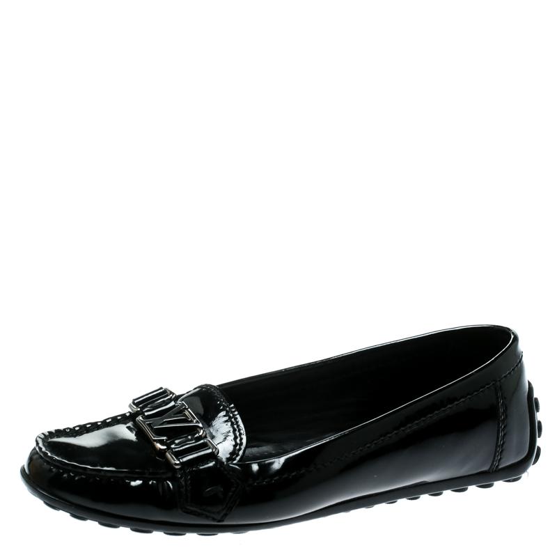Louis Vuitton Black Patent Leather Oxford Loafers Size 37 in Black - Lyst