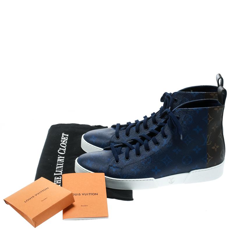 Lyst - Louis Vuitton Two Tone Mix Monogram Canvas Match Up High Top Sneakers in Blue for Men