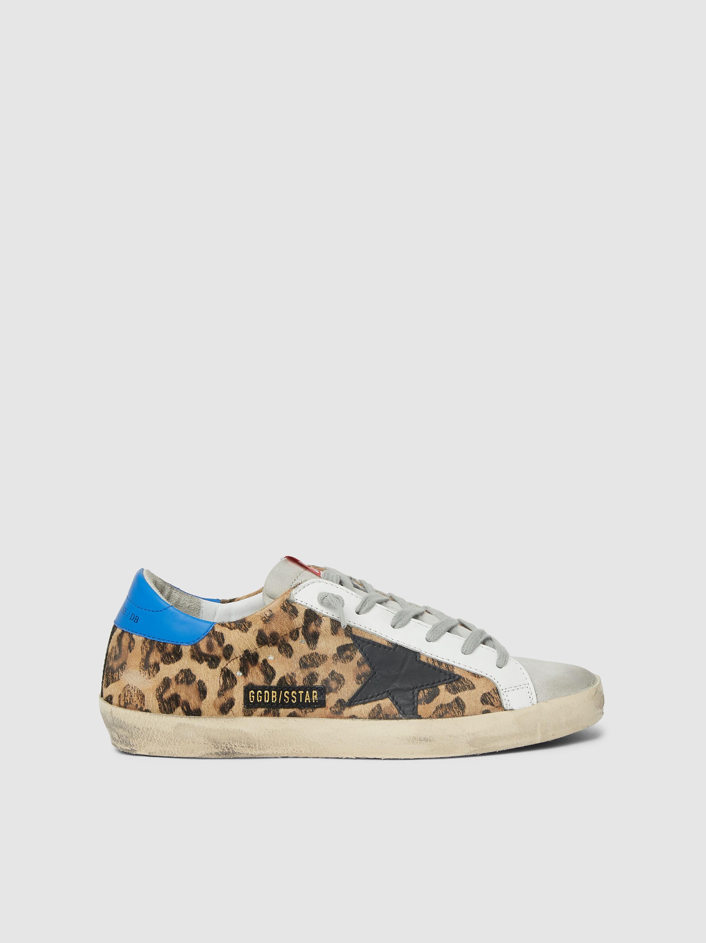Golden Goose Deluxe Brand Superstar Leopard Print Blue Tab Leather Sneakers - Lyst