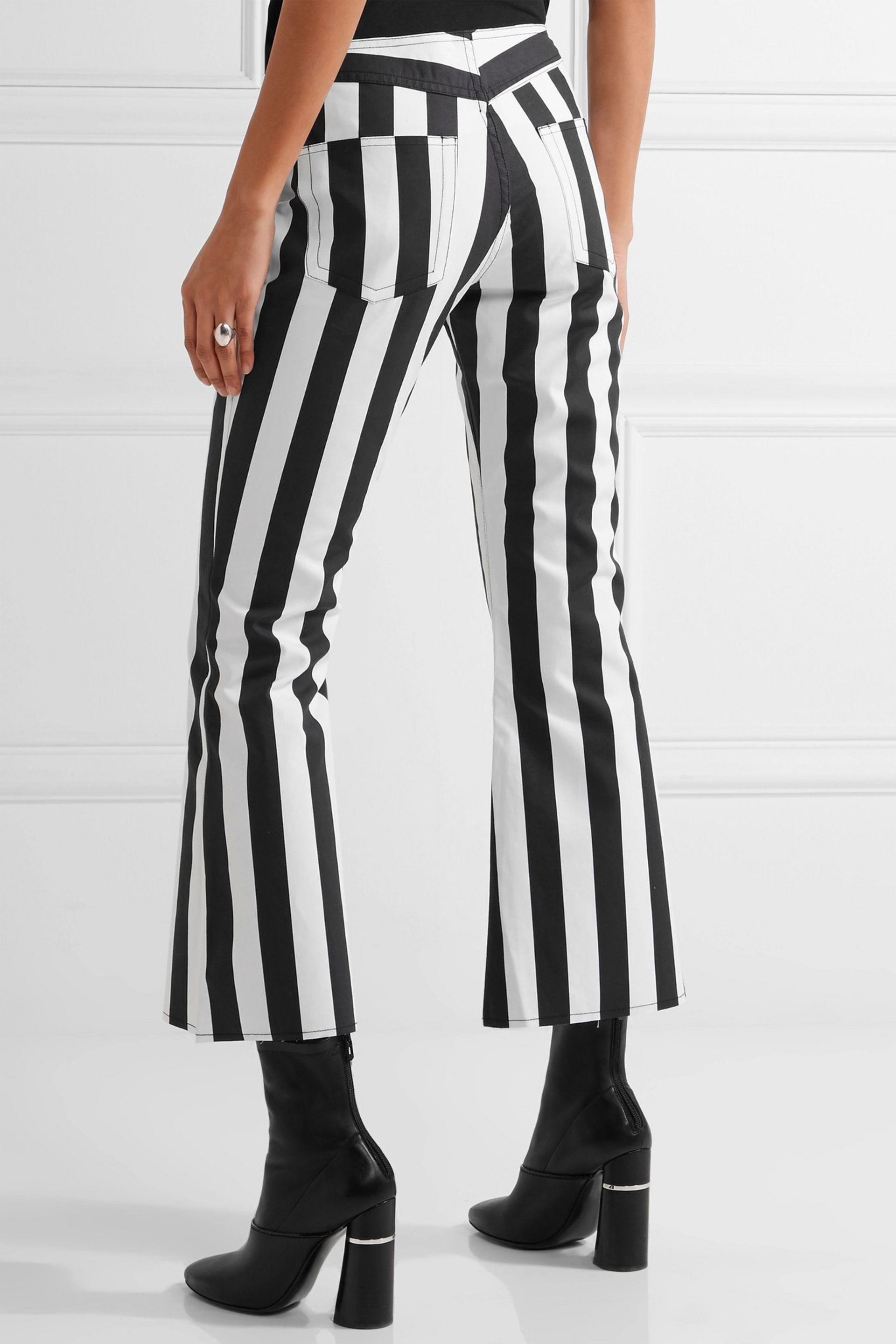 Lyst - Marques'Almeida Cropped Striped Cotton-poplin Flared Pants in Black