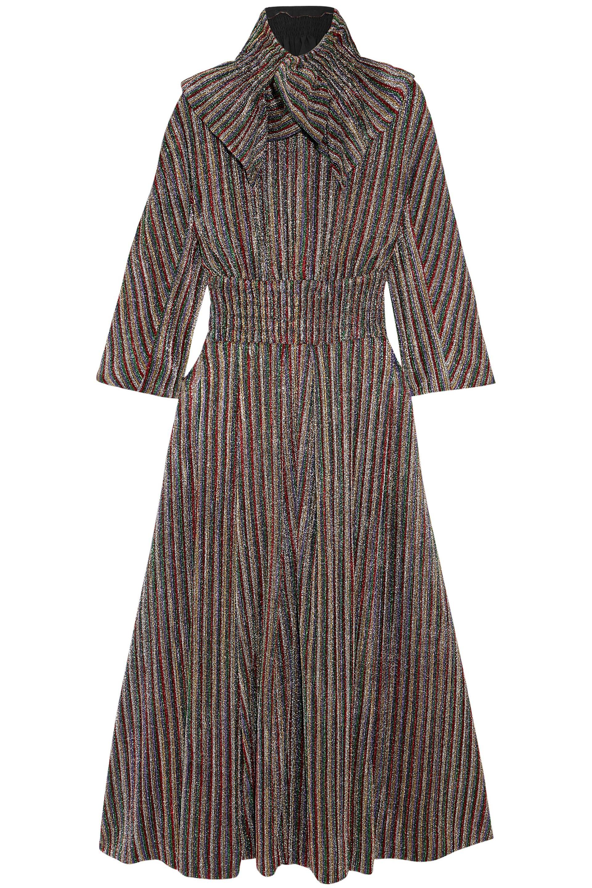 Lyst - Emilia Wickstead Woman Striped Metallic Ribbed-knit Midi Dress ...