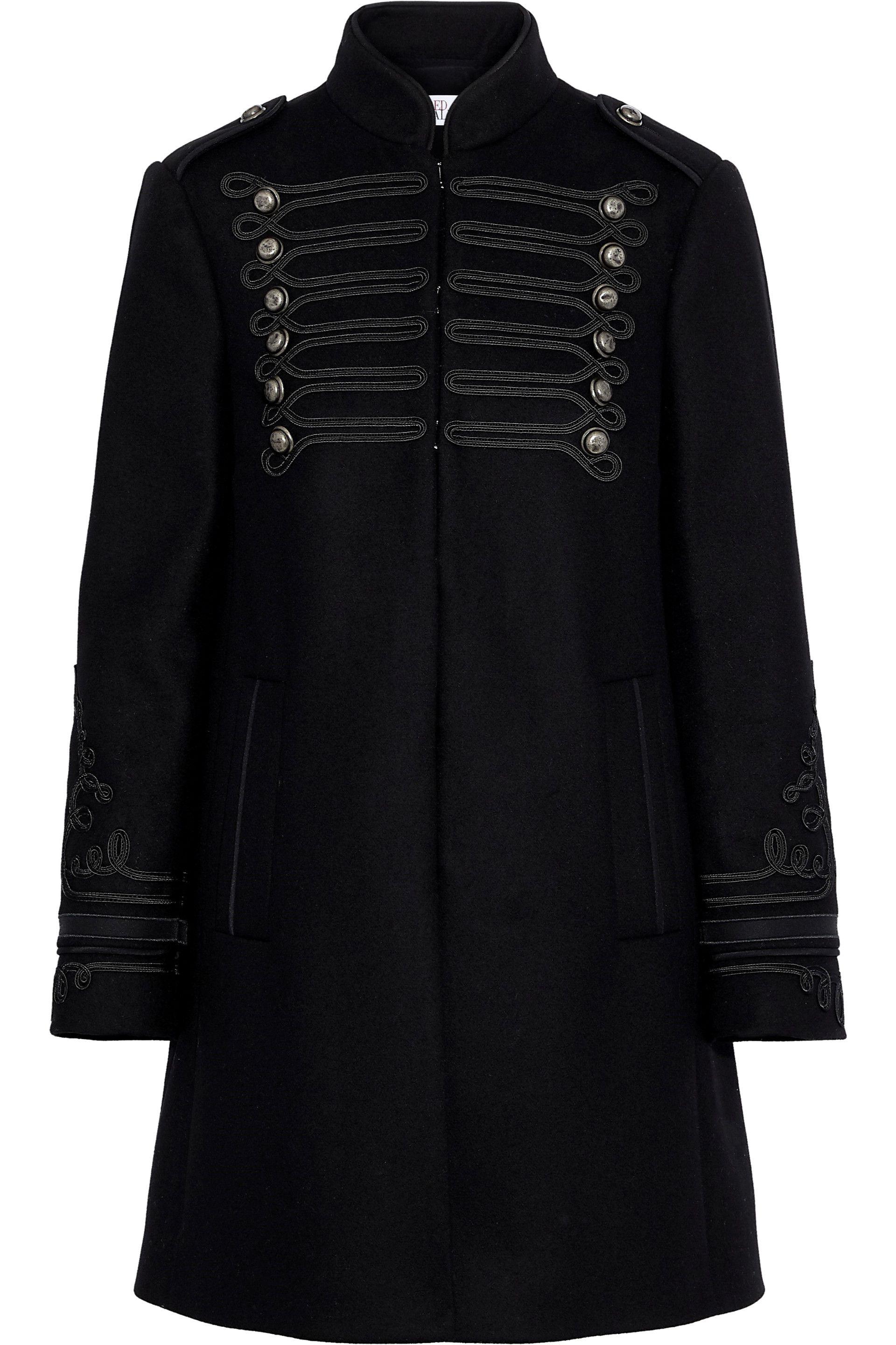 RED Valentino Embellished Wool-blend Felt Coat Black - Save 39% - Lyst