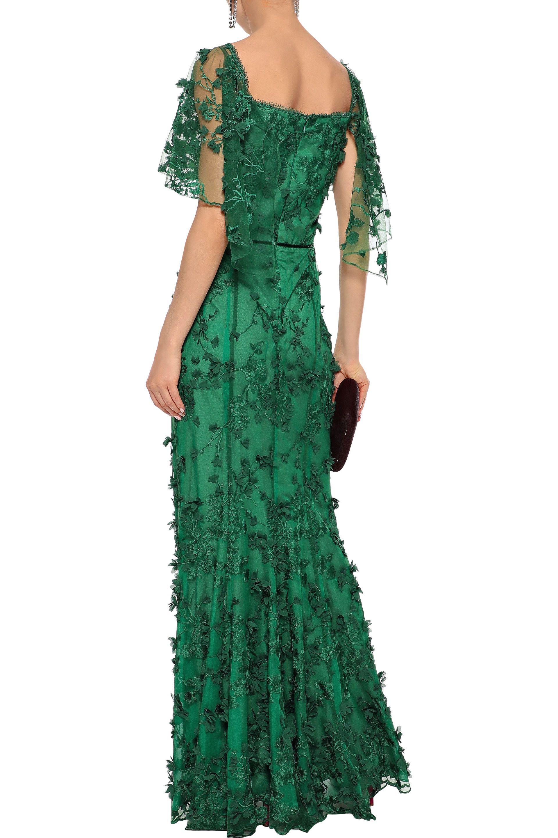 Marchesa notte Woman Off-the-shoulder Floral-appliquéd Embroidered ...