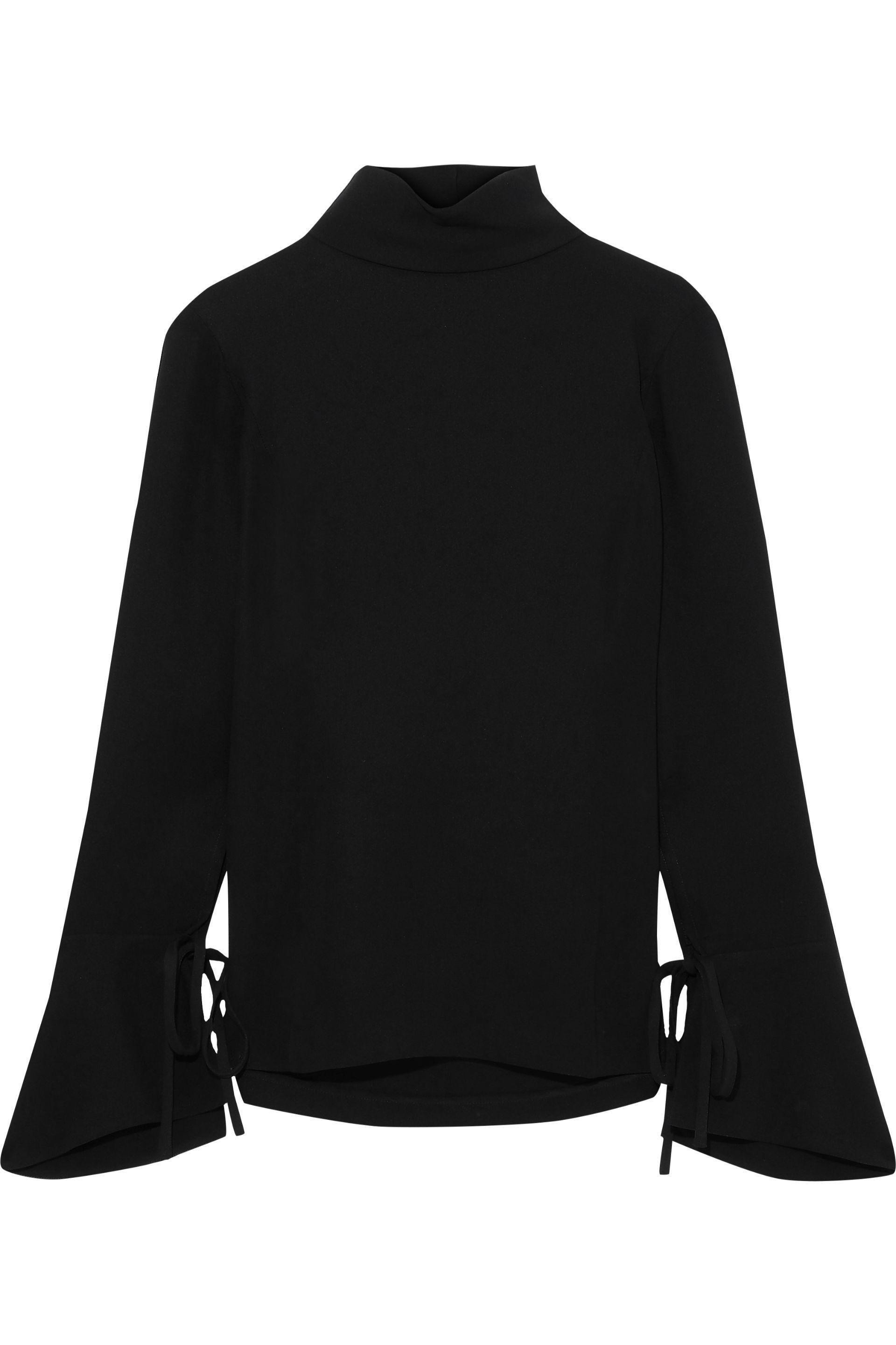 black silk turtleneck blouse