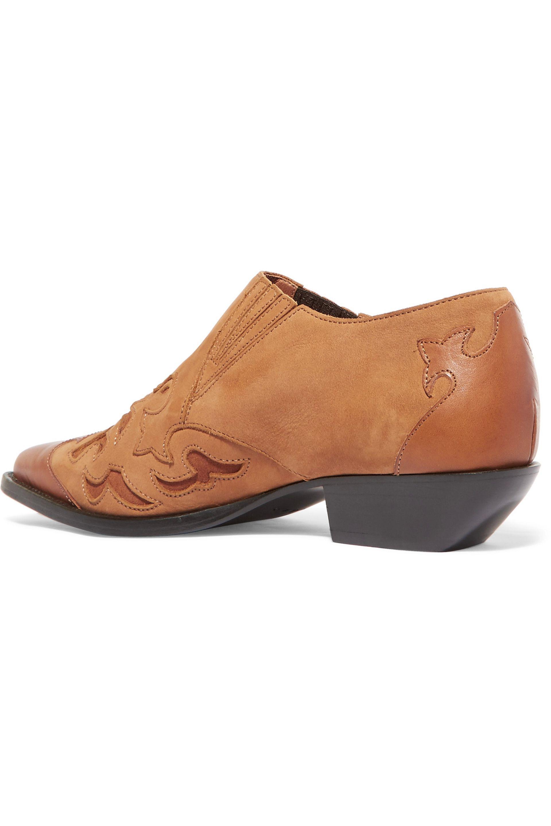 Sandro Azur Leatherpaneled Suede Ankle Boots in Tan
