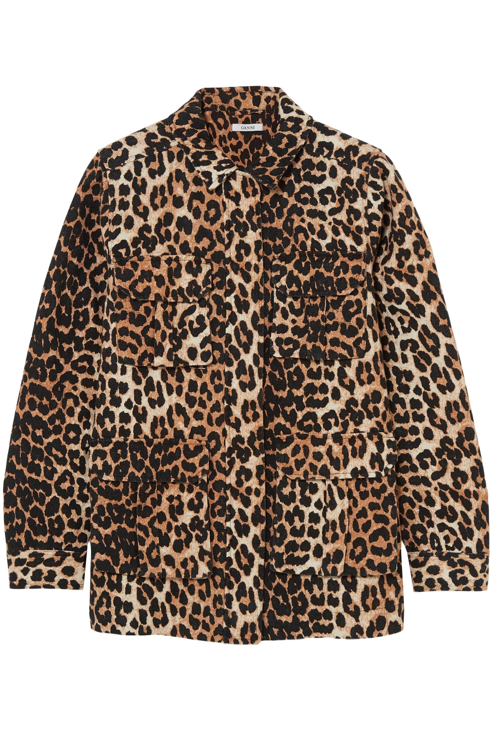 Lyst - Ganni Woman Camberwell Leopard-print Linen And Cotton-blend ...