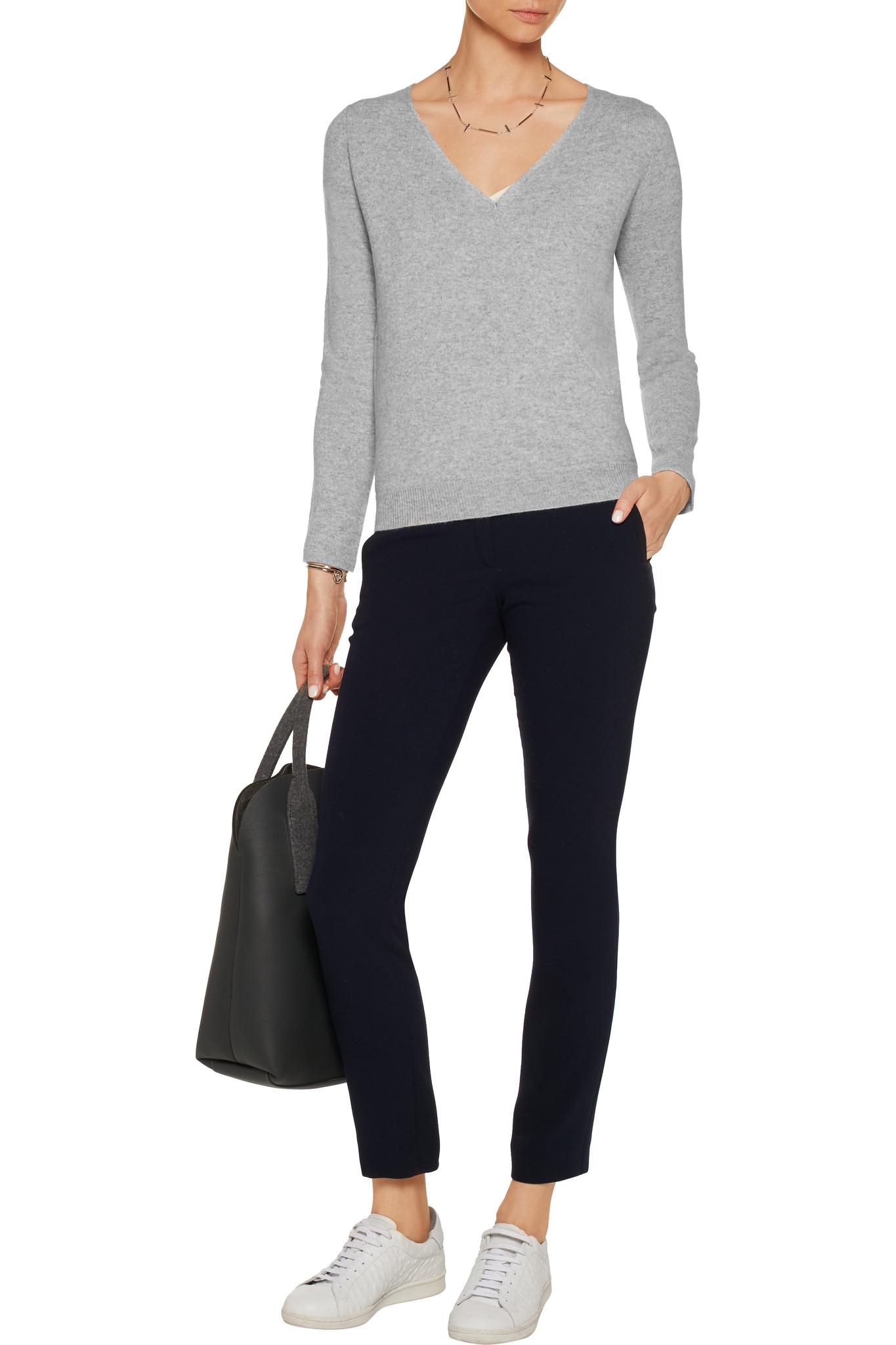 Madeleine Thompson Denton Wrap-effect Cashmere Sweater in Gray - Lyst