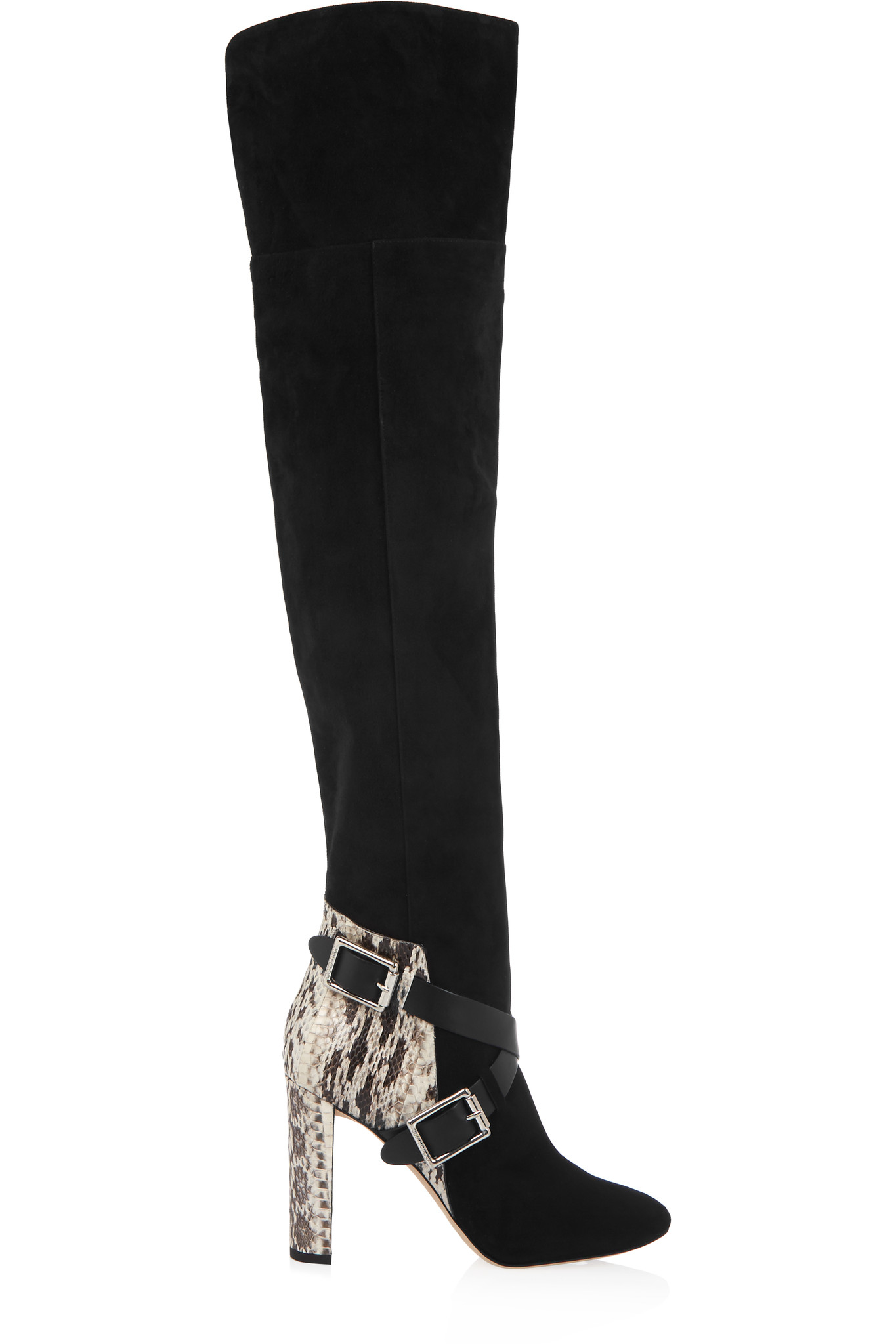 Lyst Jimmy Choo Doma Elaphepaneled Suede Overtheknee Boots in Black