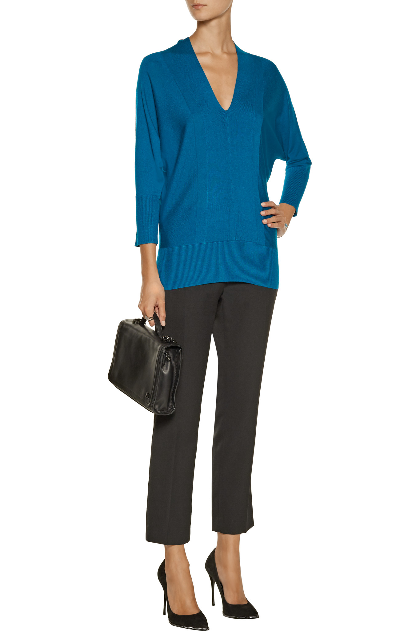 Magaschoni Silk And Cashmere-blend Sweater in Blue - Lyst