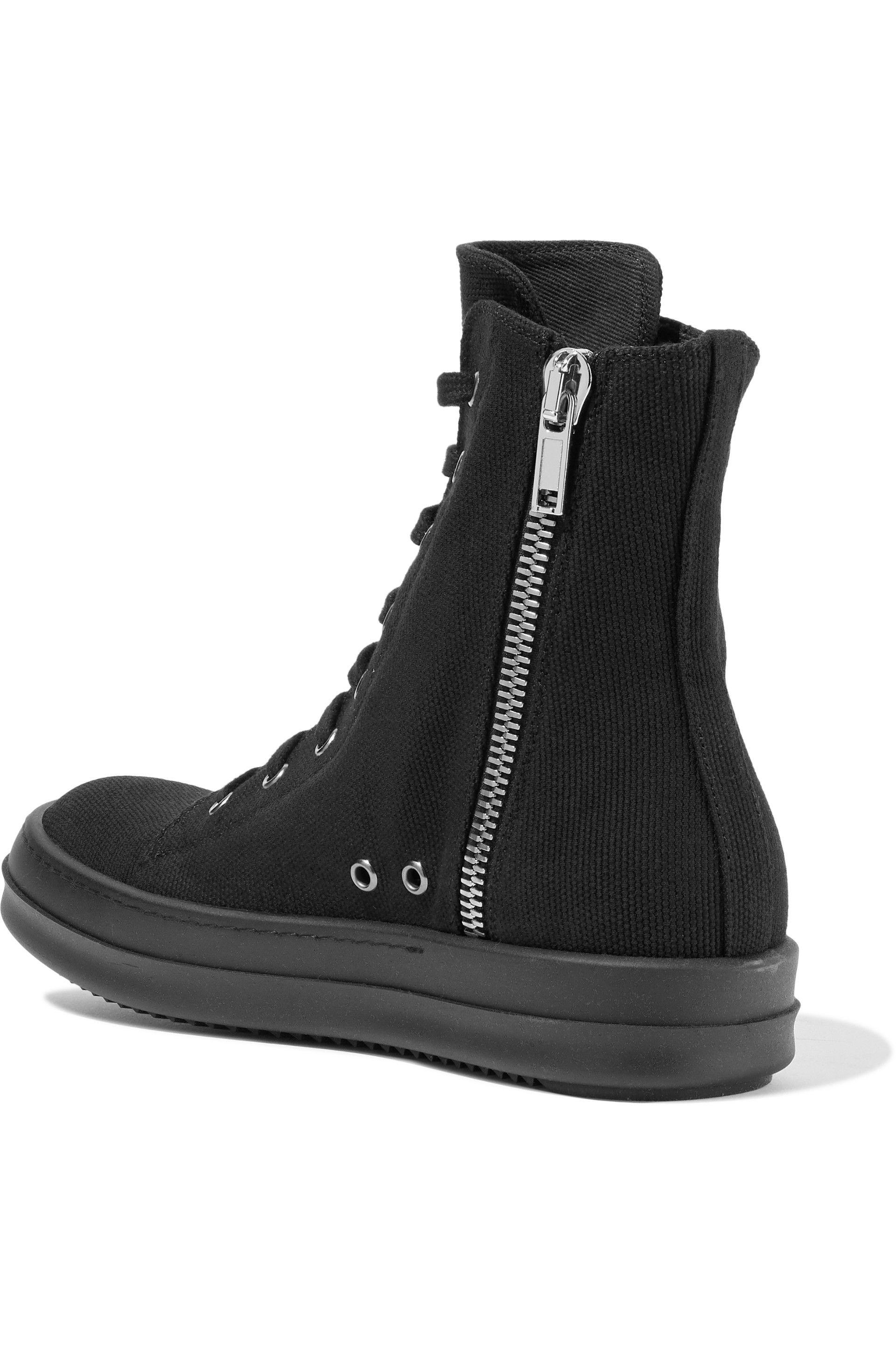 rick owens drkshdw black canvas abstract high sneakers