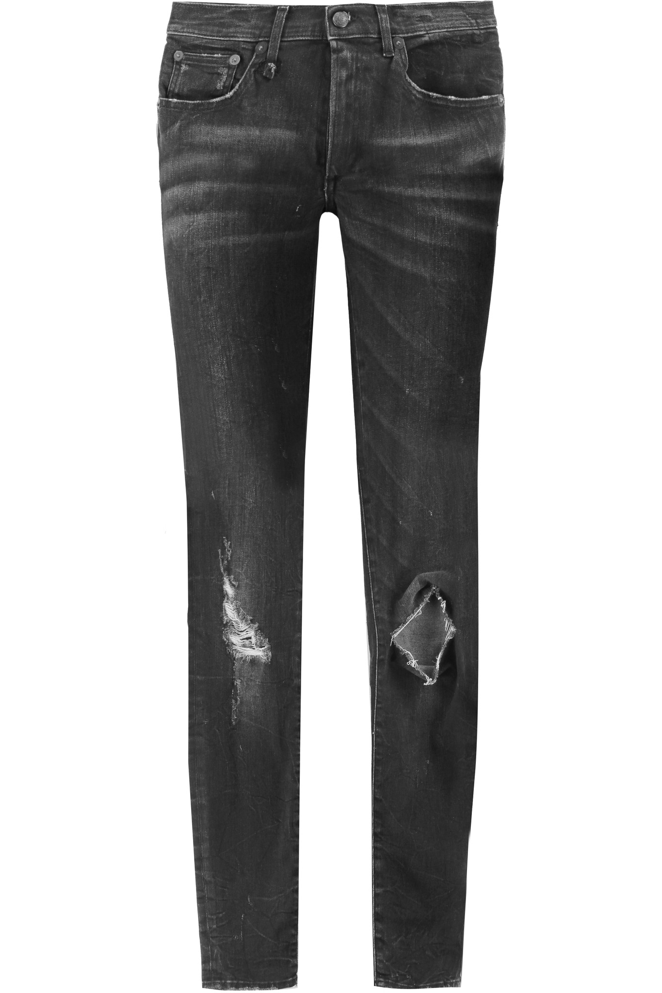 R13 Mid-rise Distressed Skinny Jeans in Black | Lyst