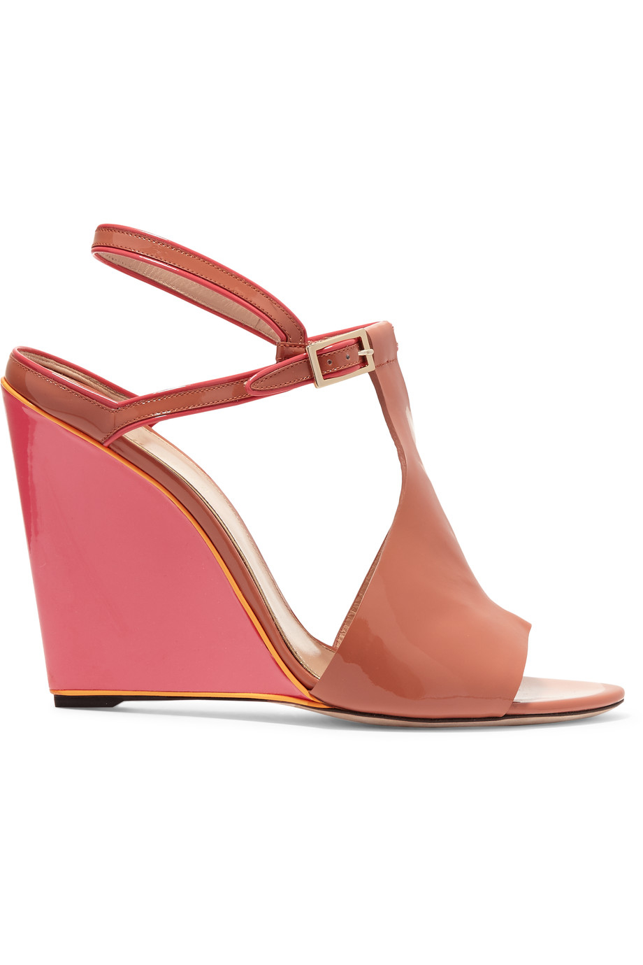 Emilio pucci Two-tone Patent-leather Wedge Sandals in Pink - Save 56% ...