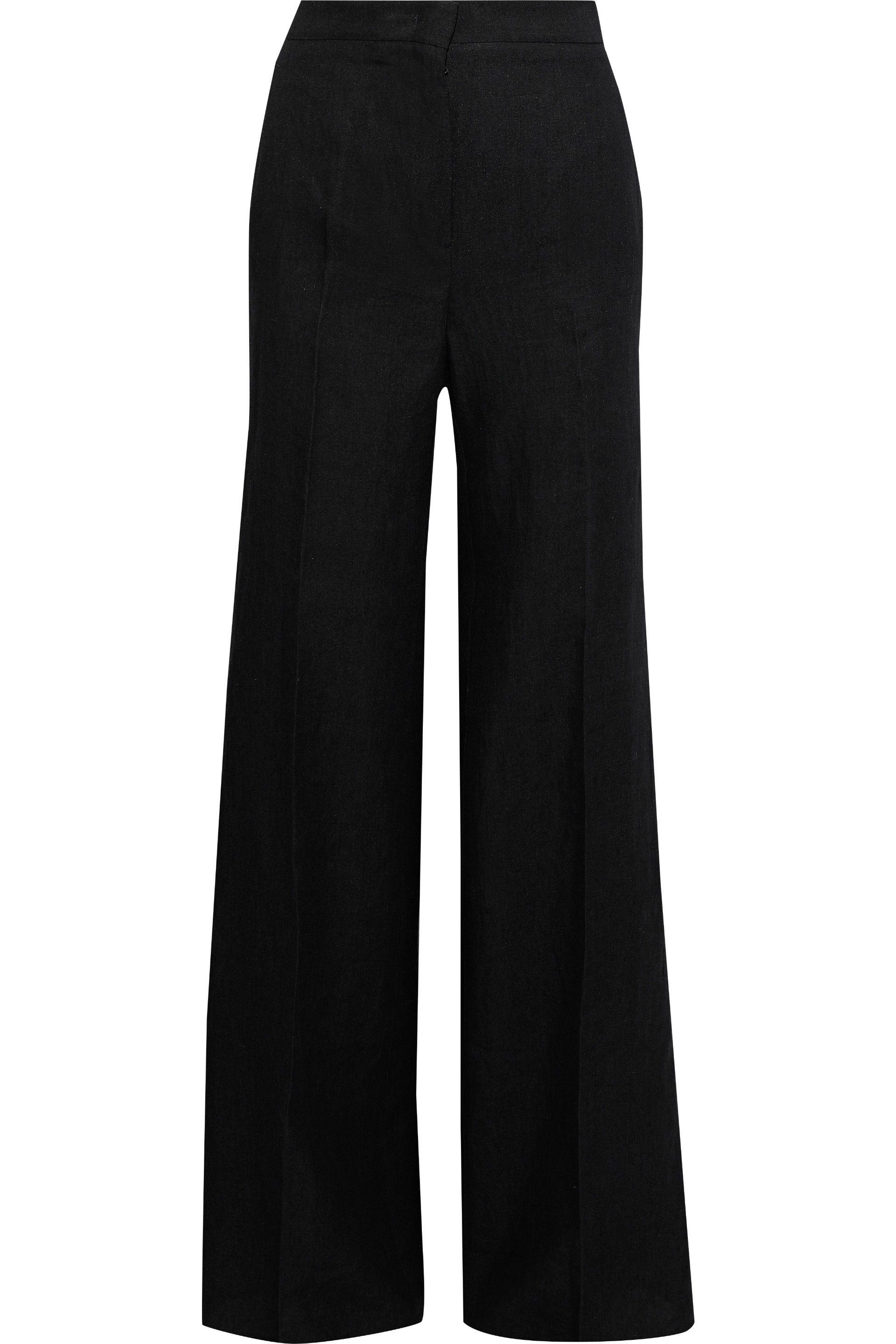 Max Mara Sevres Ramie And Linen-blend Twill Wide-leg Pants Black - Lyst