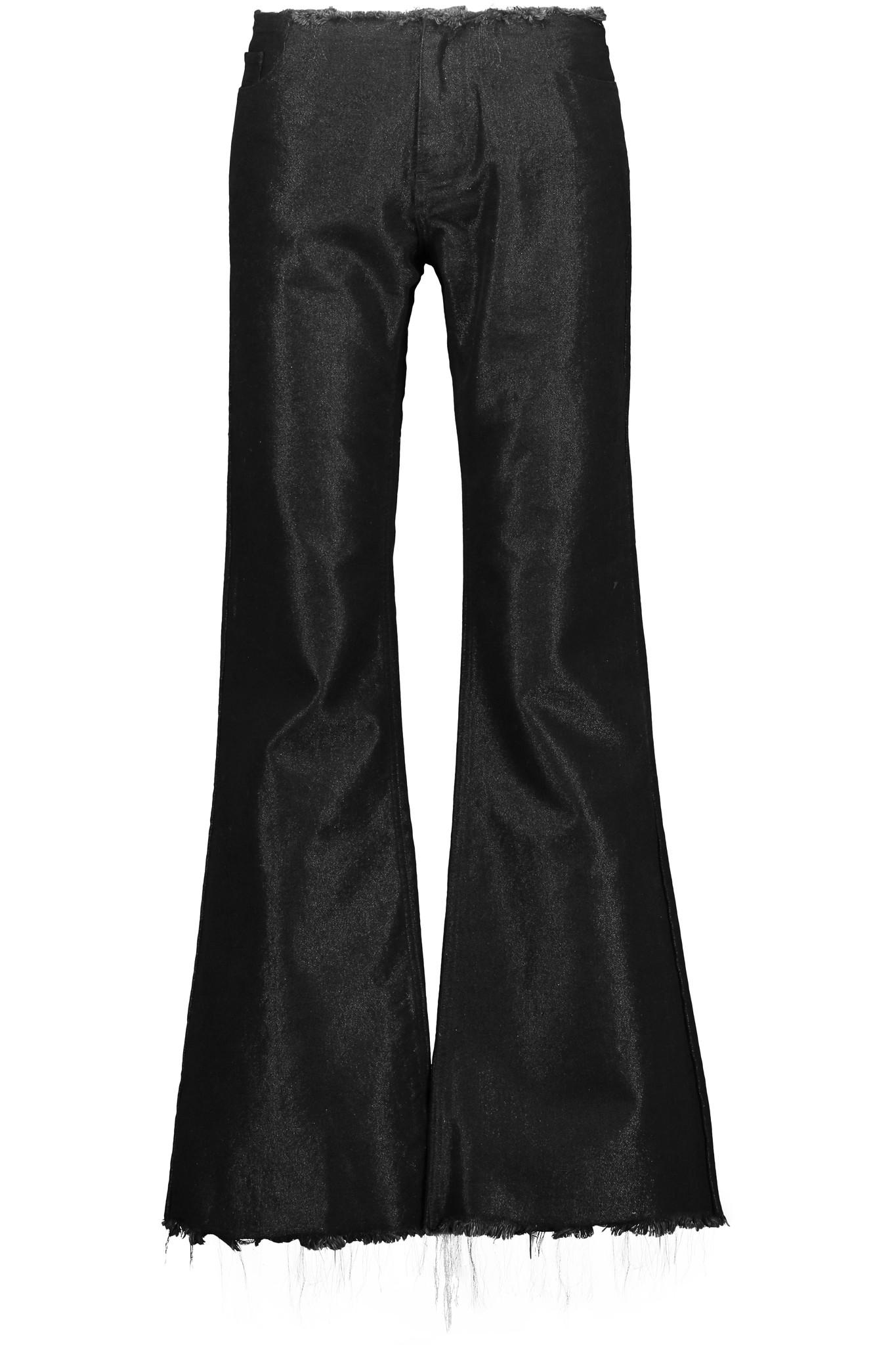 Marquesalmeida Frayed Metallic Denim Bootcut Jeans In Black Lyst