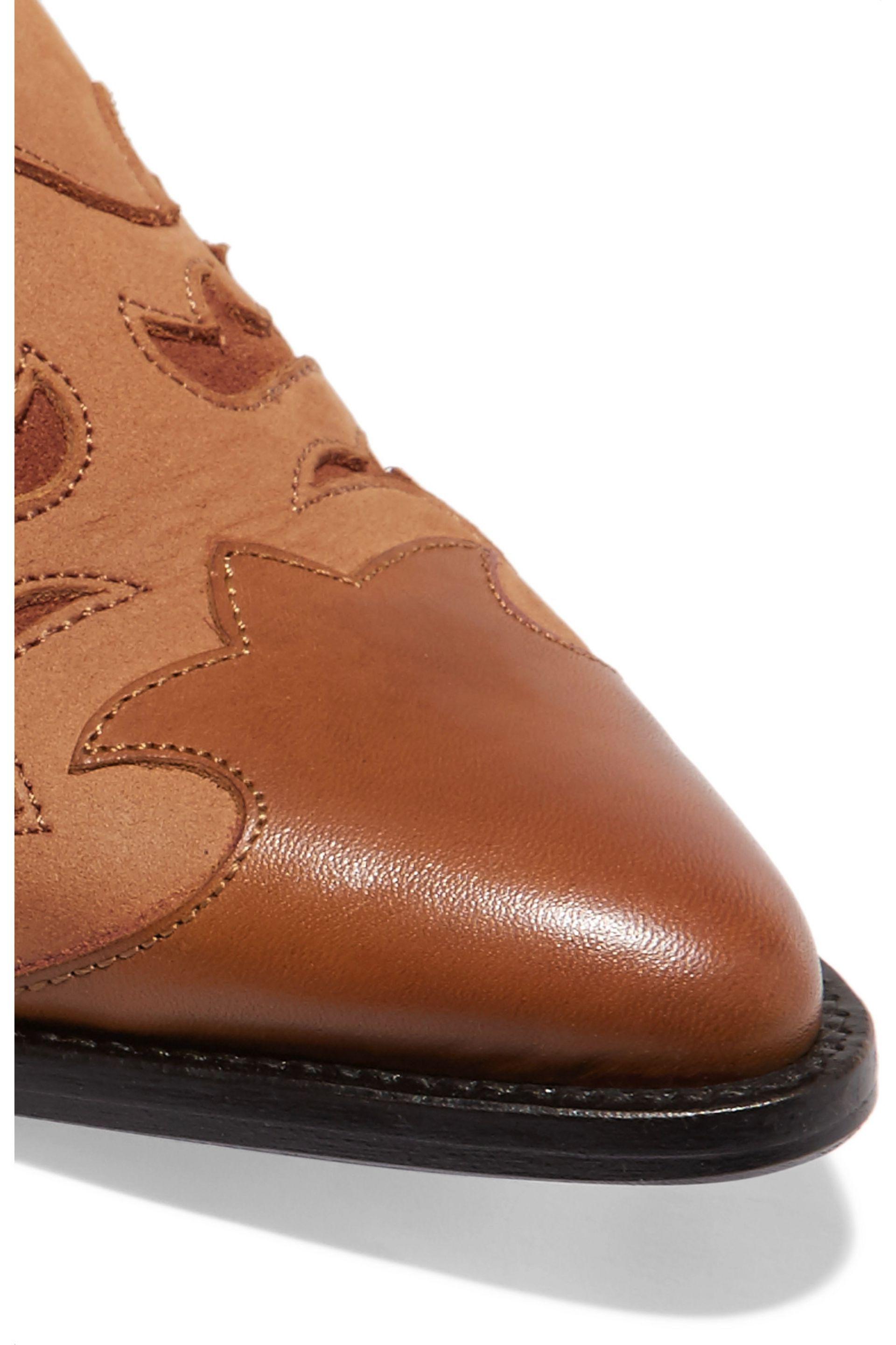 Sandro Azur Leatherpaneled Suede Ankle Boots in Tan