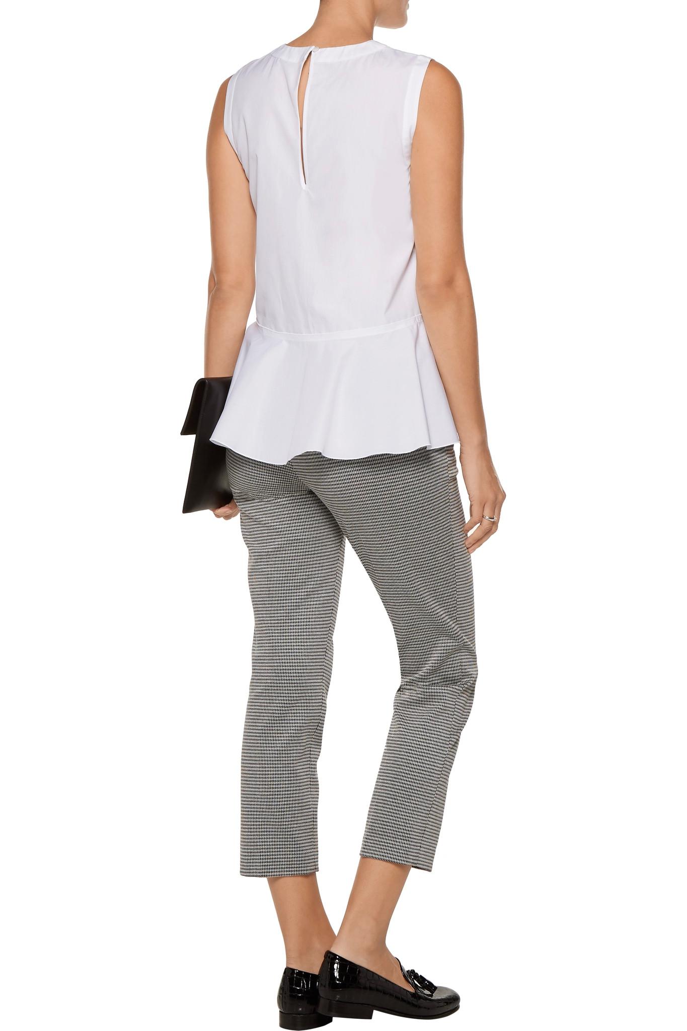 Lyst - Theory Lexanda Pleated Cotton-poplin Peplum Top in White Gallery