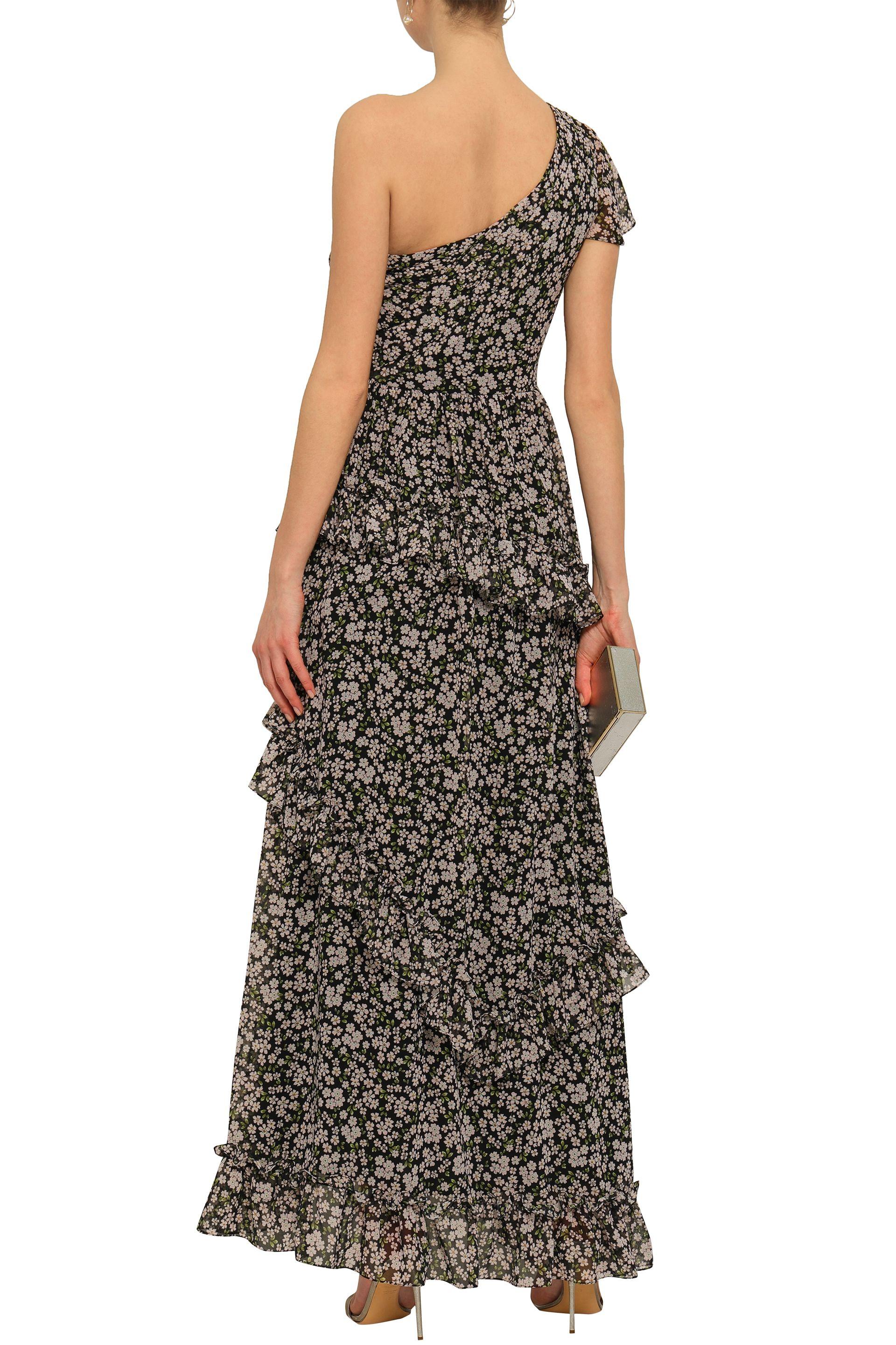 Mikael Aghal One-shoulder Ruffled Floral-print Georgette Maxi Dress ...
