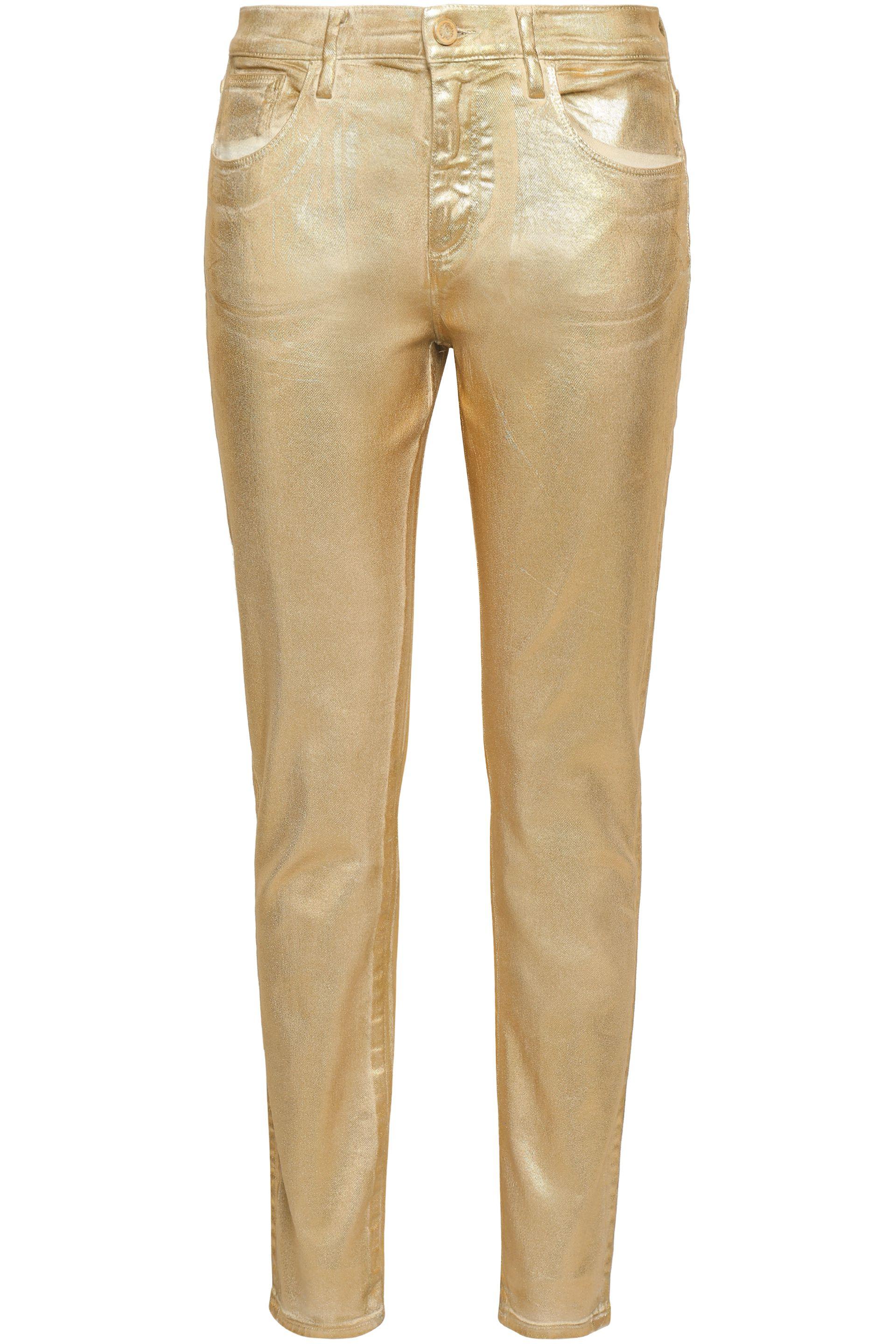 rose gold metallic jeans