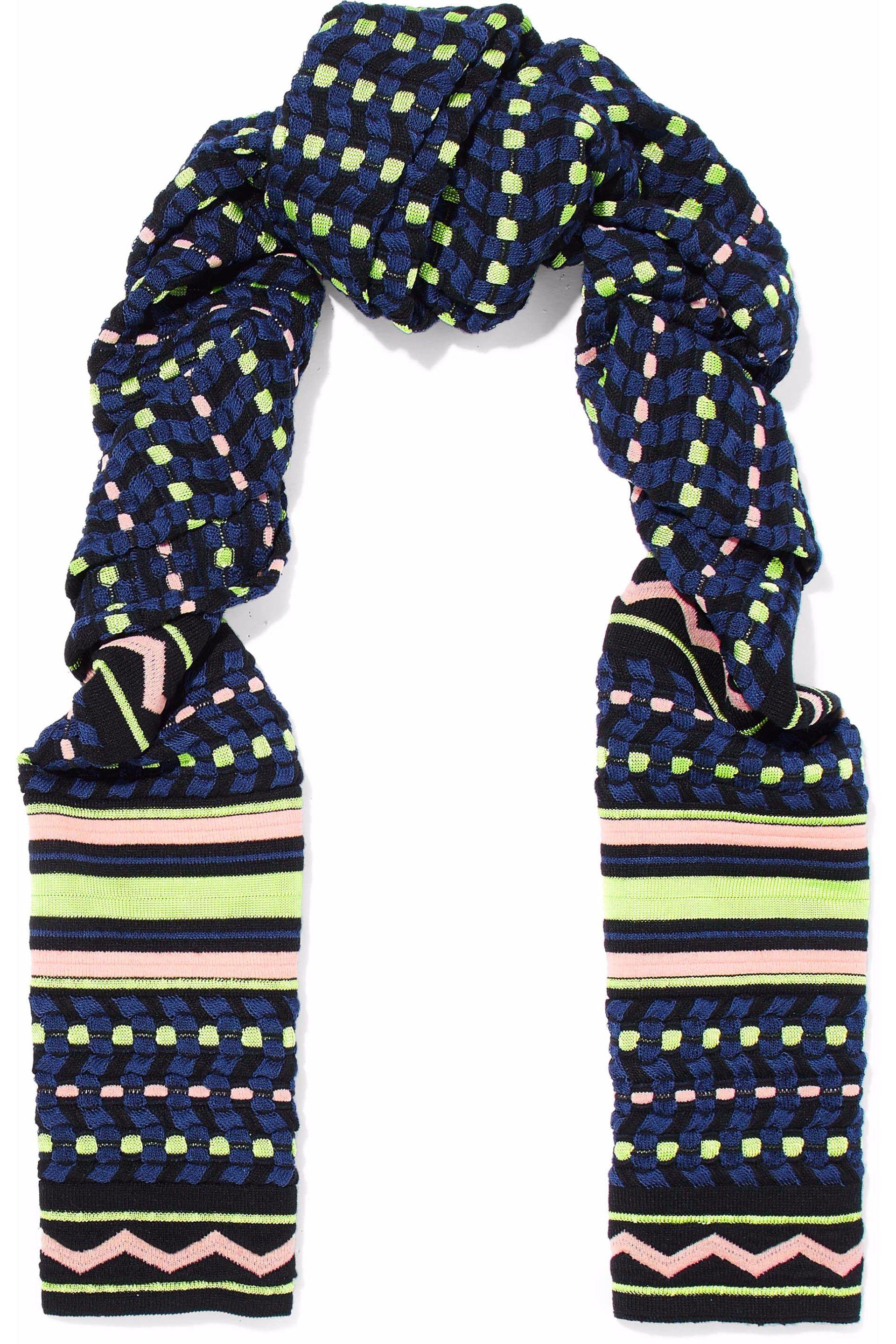 M Missoni Crochet-knit Wool-blend Scarf in Blue - Lyst