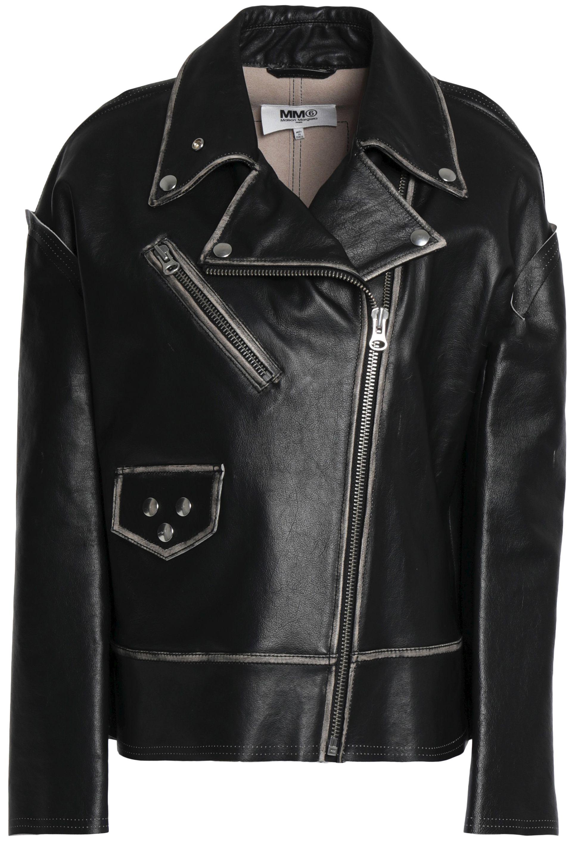 Mm6 By Maison Martin Margiela Asymmetric Leather Biker Jacket In Gallery