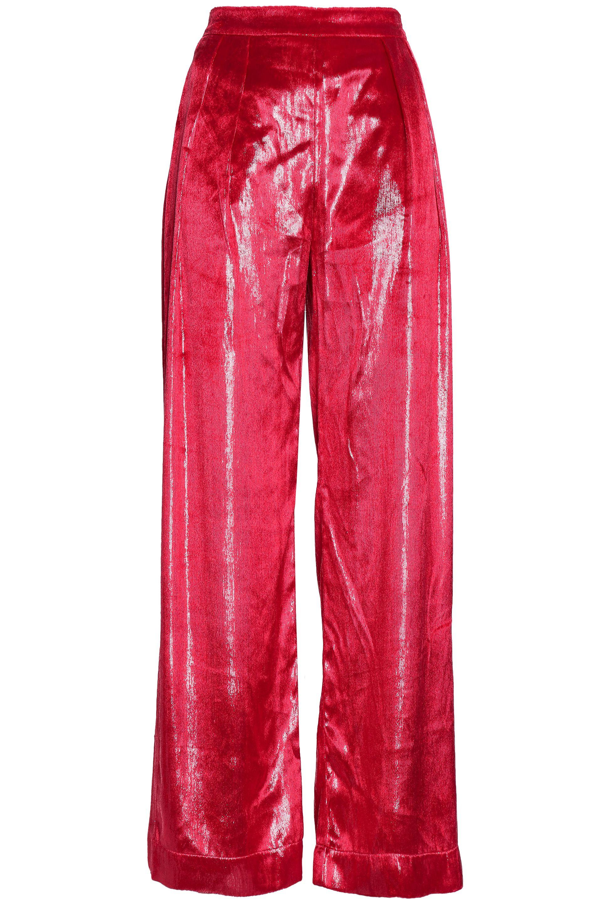 Lyst - Michael Lo Sordo Woman Metallic Velvet Wide-leg Pants Red in Red