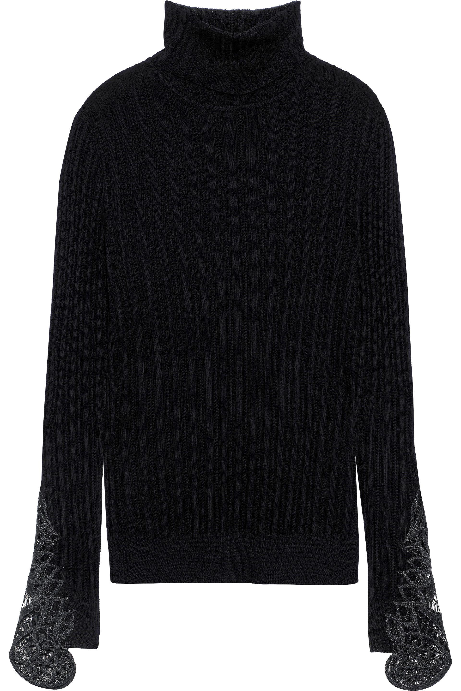 Lyst - Elie Tahari Woman Pointelle-knit Merino Wool Turtleneck Sweater ...