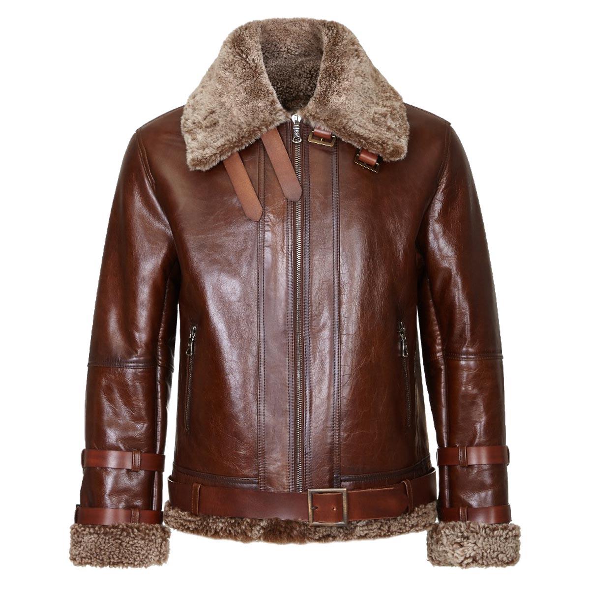Lyst - Cromford Leather Company Brown Douglas Shearling Flight Jacket ...