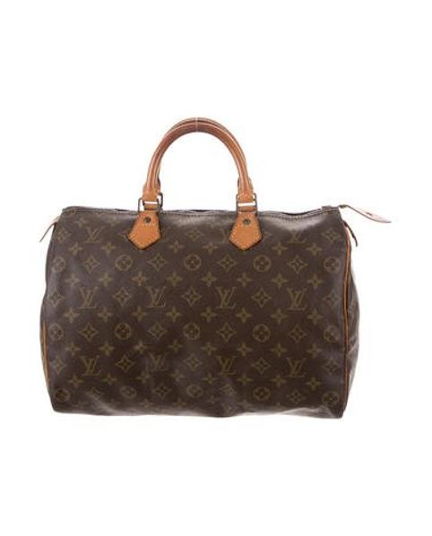 Lyst - Louis Vuitton Monogram Speedy 35 Brown in Natural - Save 37.46031746031746%