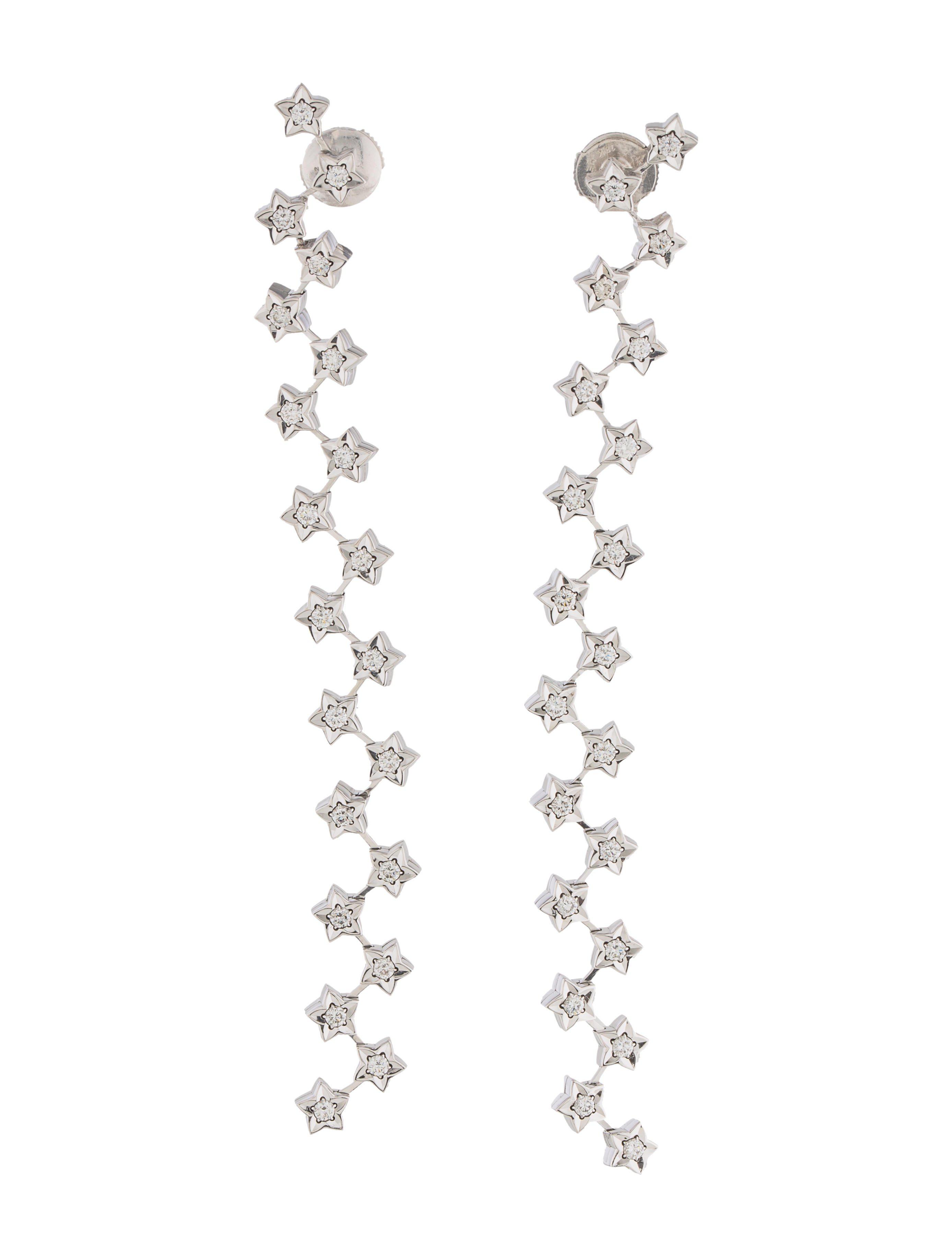 Lyst Chanel 18k Diamond Cométe Drop Earrings White In Metallic Gallery