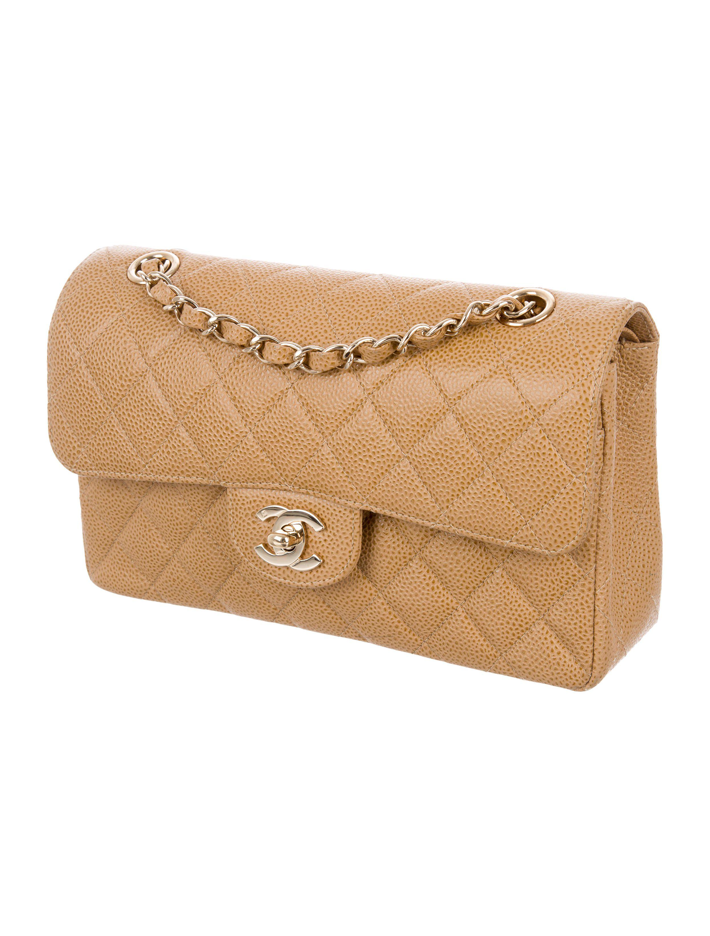 Lyst Chanel Classic Small Double Flap Bag Tan In Metallic Gallery