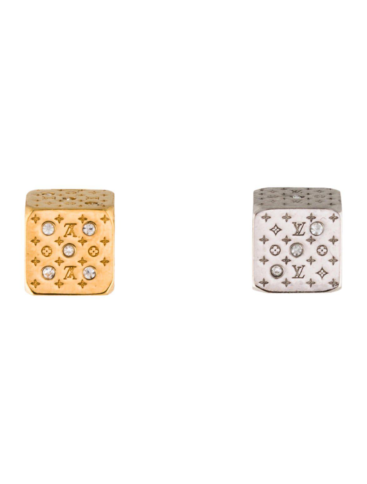 Lyst Louis Vuitton Luckygram Stud Earrings Gold In Metallic Gallery