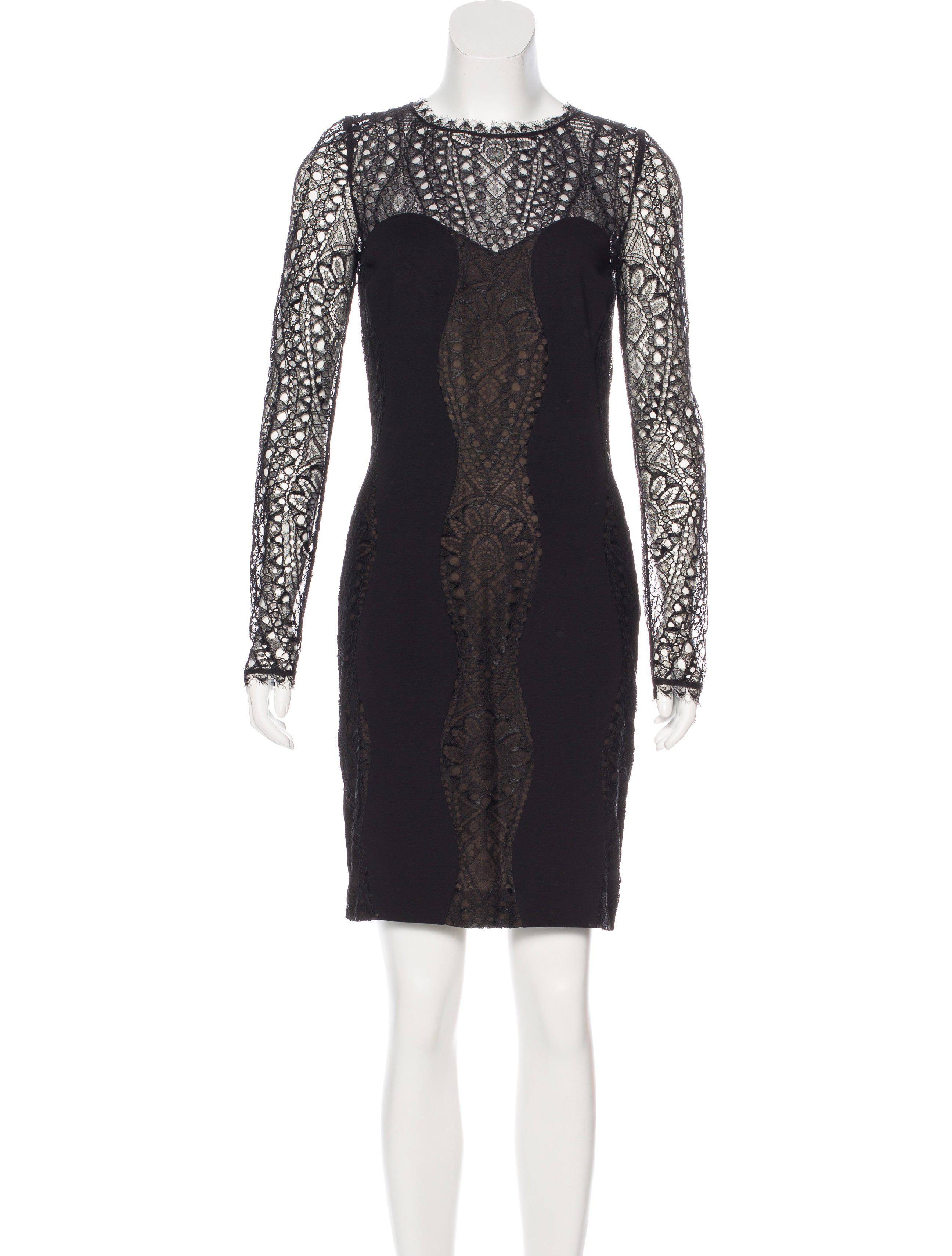 Emilio pucci Lace-trimmed Bodycon Dress in Black | Lyst
