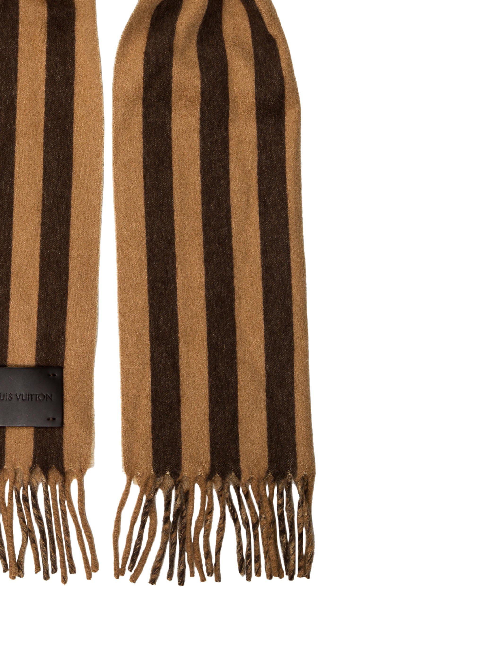 Lyst - Louis Vuitton Striped Cashmere Scarf Tan in Natural