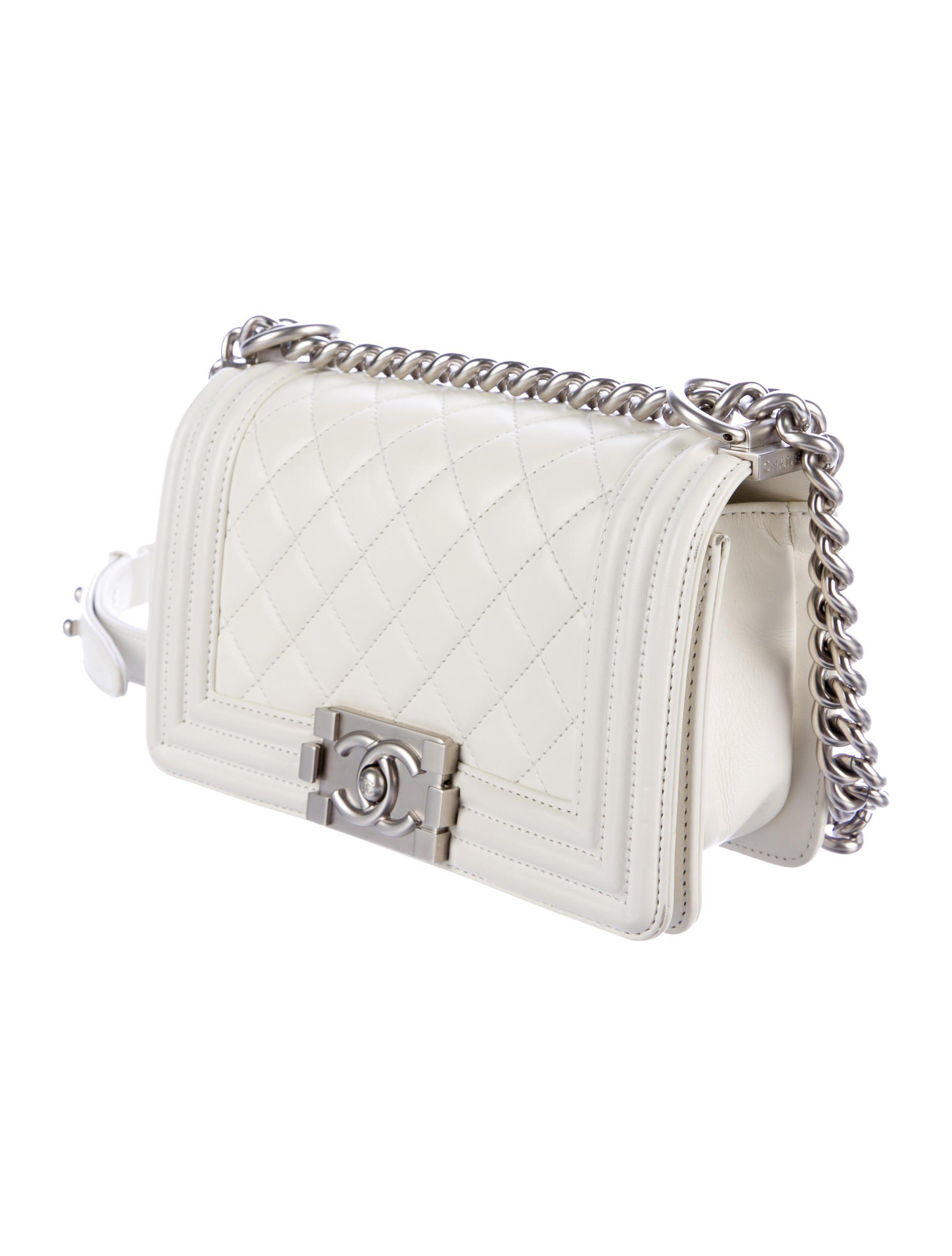 Lyst Chanel Small Boy Bag White In Metallic Gallery