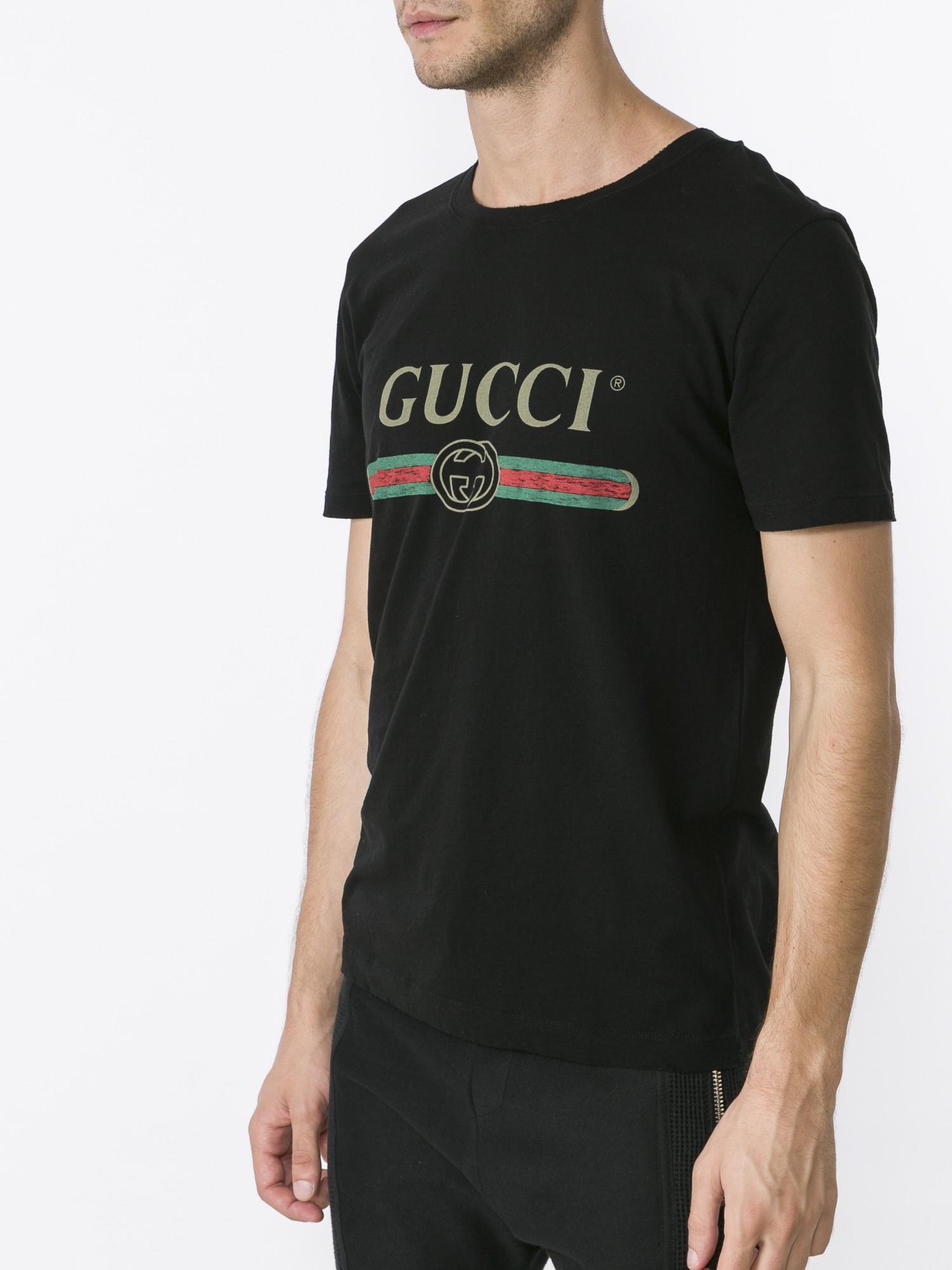 Gucci Washed T-shirt With Print in Black for Men | Lyst