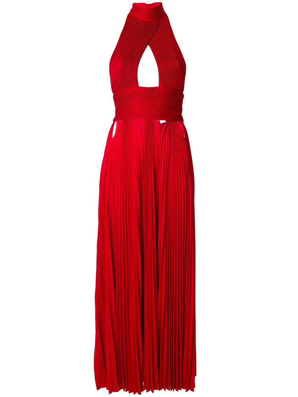 Lyst - Givenchy Halterneck Pleated Dress in Red