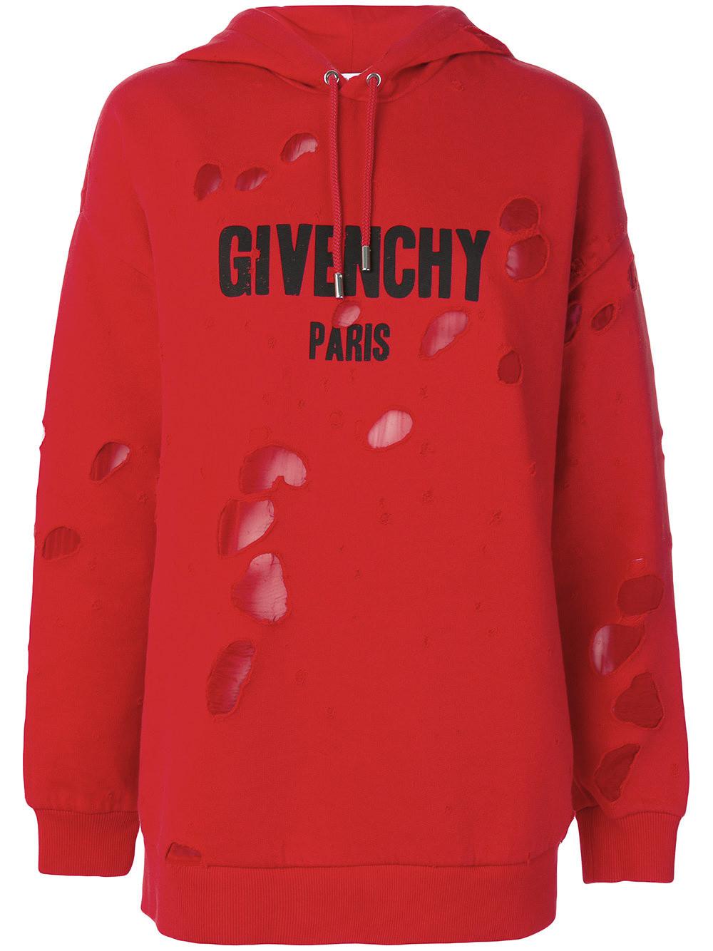 Lyst - Givenchy Destroyed Hoodie in Red for Men