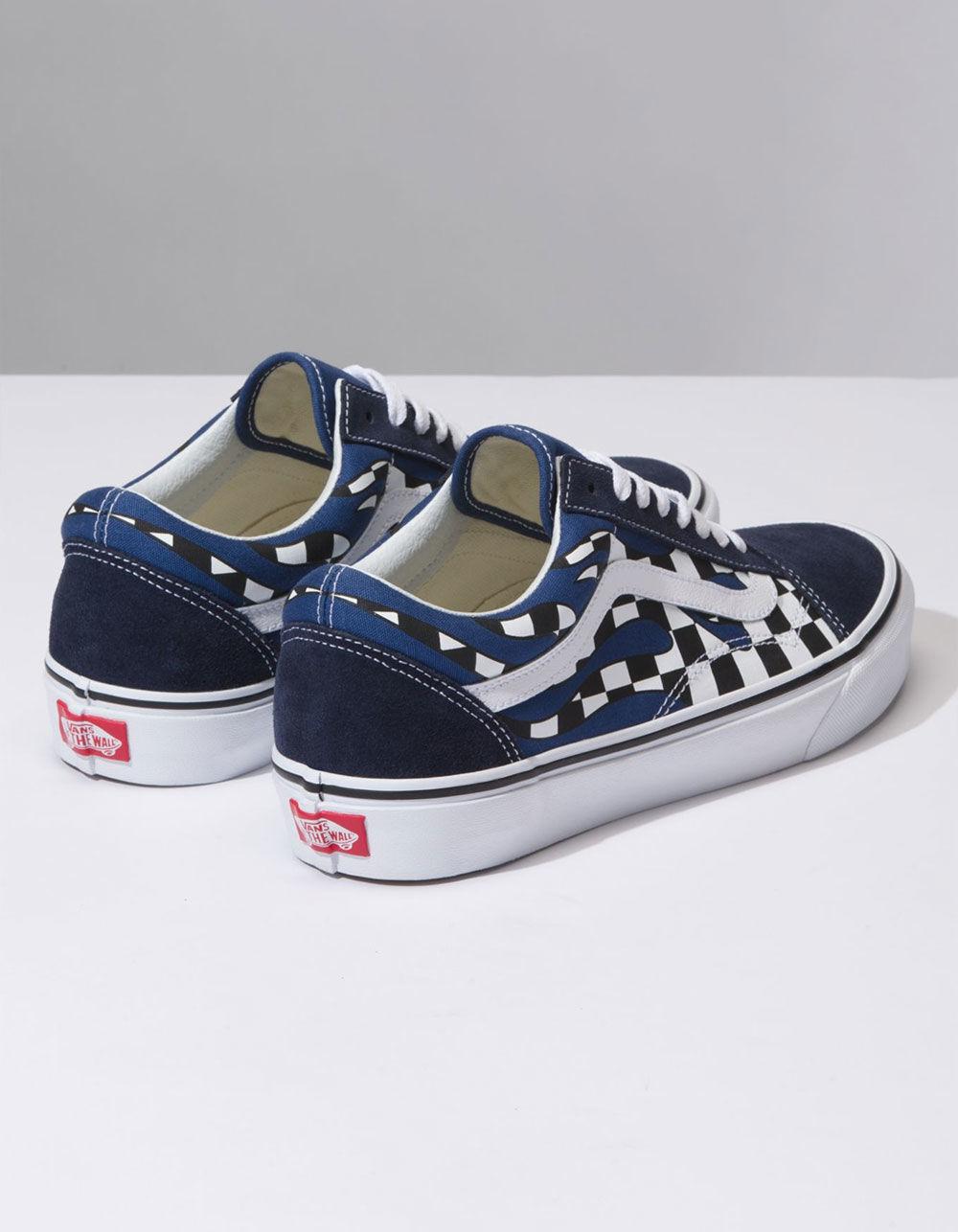 Vans Canvas Checker Flame Old Skool Navy & True White Shoes in Blue for ...