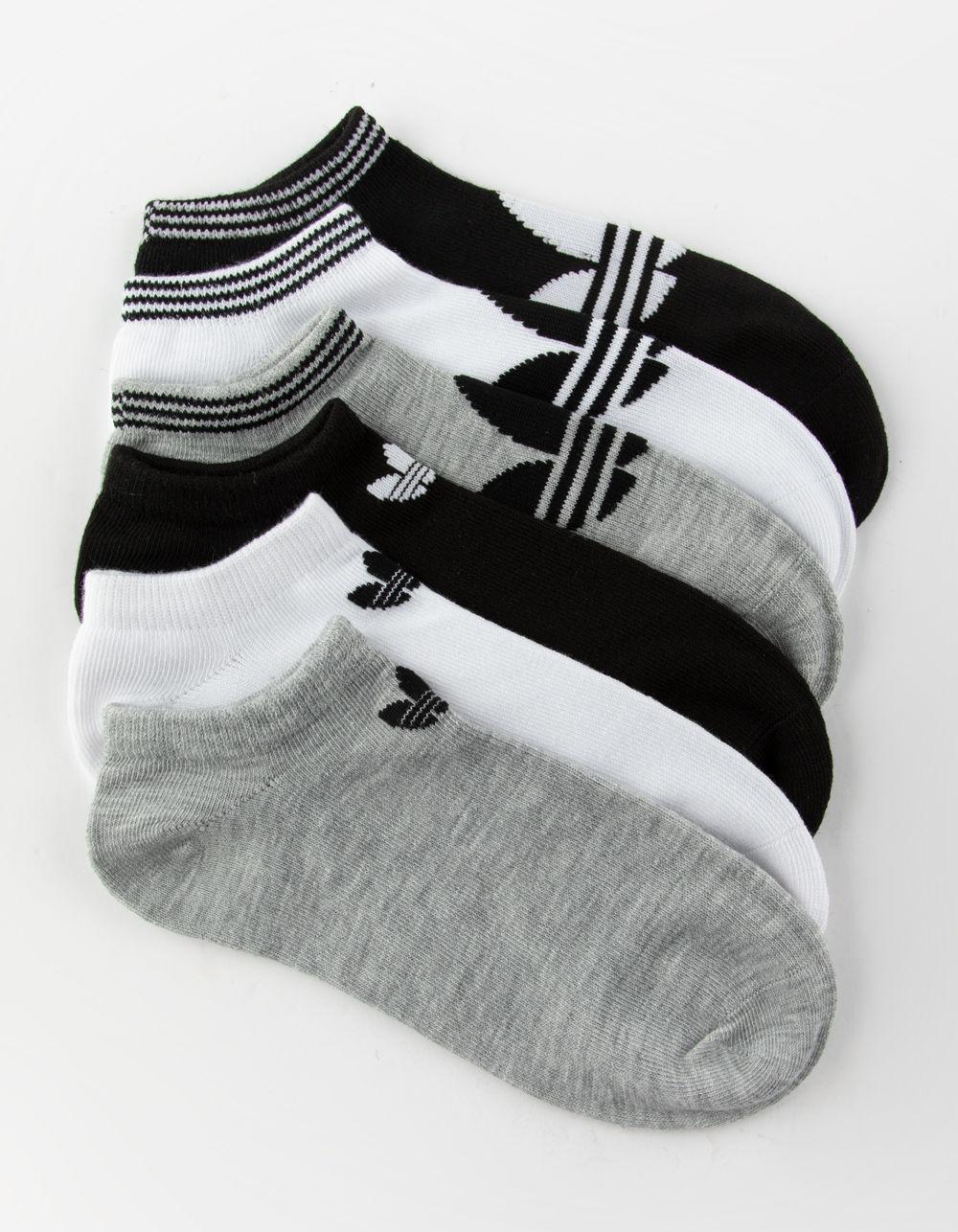 adidas 6 Pack Originals Trefoil Black & White Womens Ankle Socks in