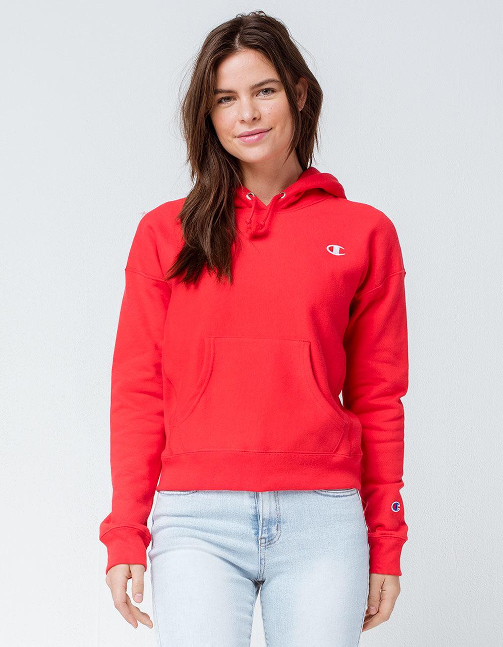 Lyst - Champion Reverse Weave C Logo Red Spark Womens Hoodie in Red ...