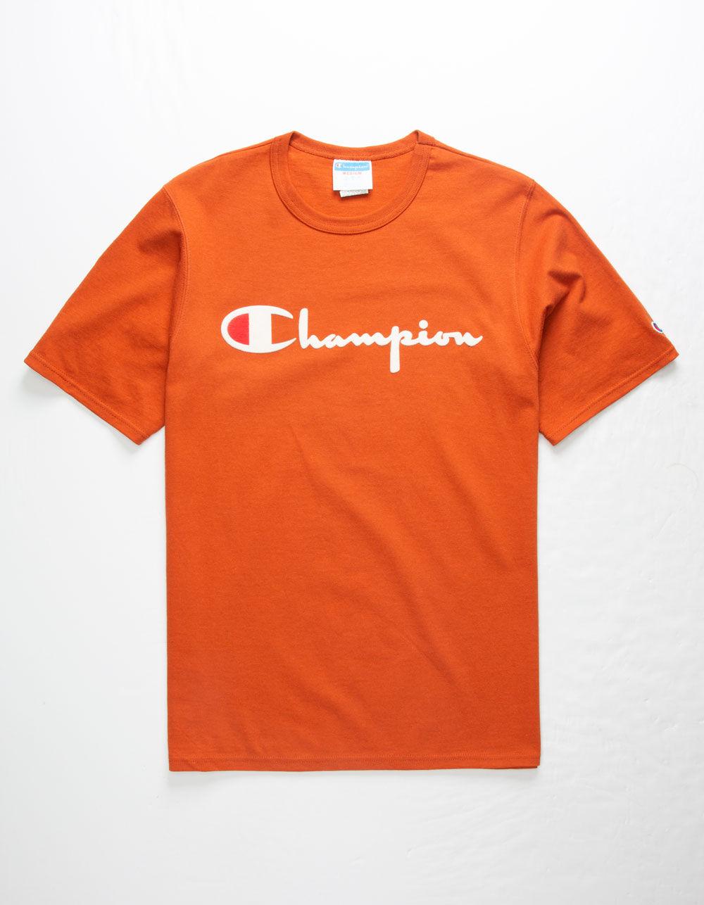 black and orange champion shirt