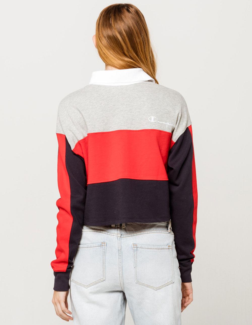 Champion Cotton Rugby Womens Crop Polo Shirt in Black Combo (Red) - Lyst