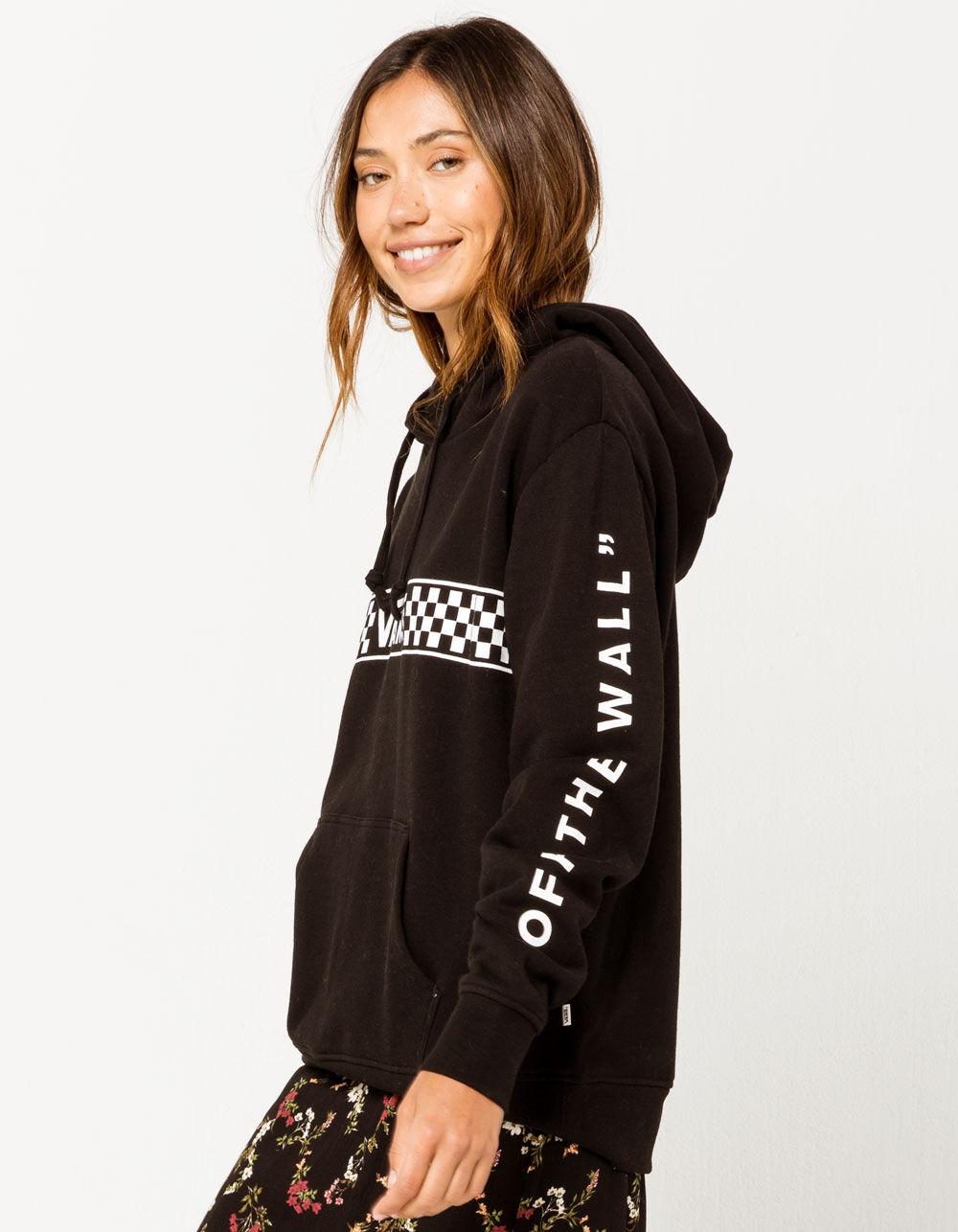 Vans Fleece Checker Stripe Womens Hoodie in Black - Lyst