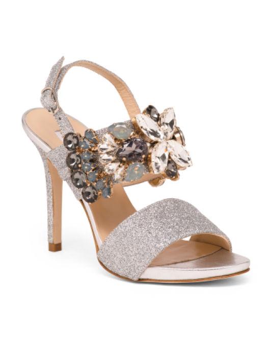 Lyst - Tj Maxx Made In Italy Jeweled Leather Dress Sandals in Metallic