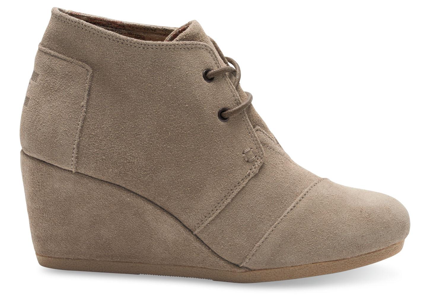 Toms Taupe Suede Women's Desert Wedges in Brown | Lyst